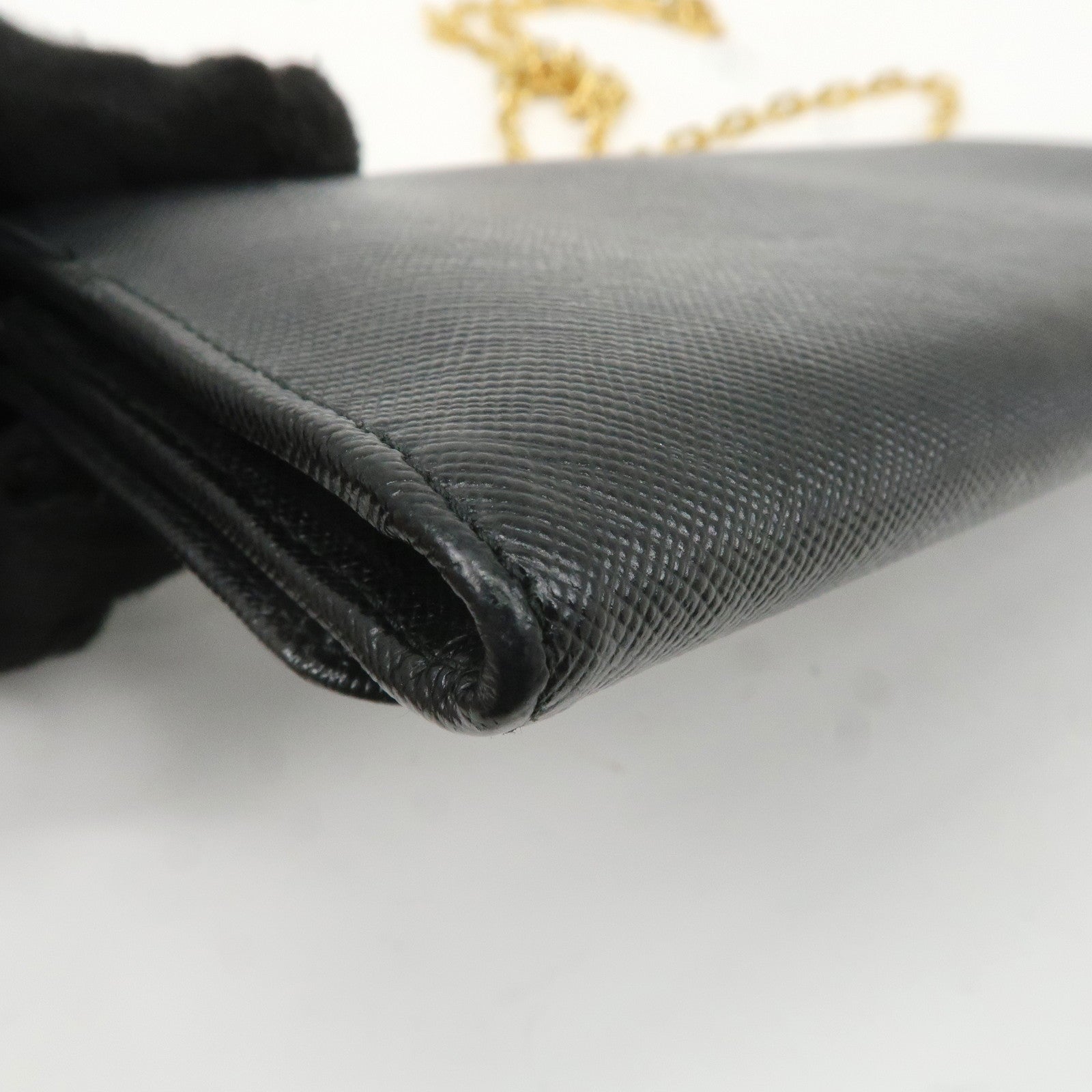 PRADA Saffiano Leather Chain Wallet Black 1MT440