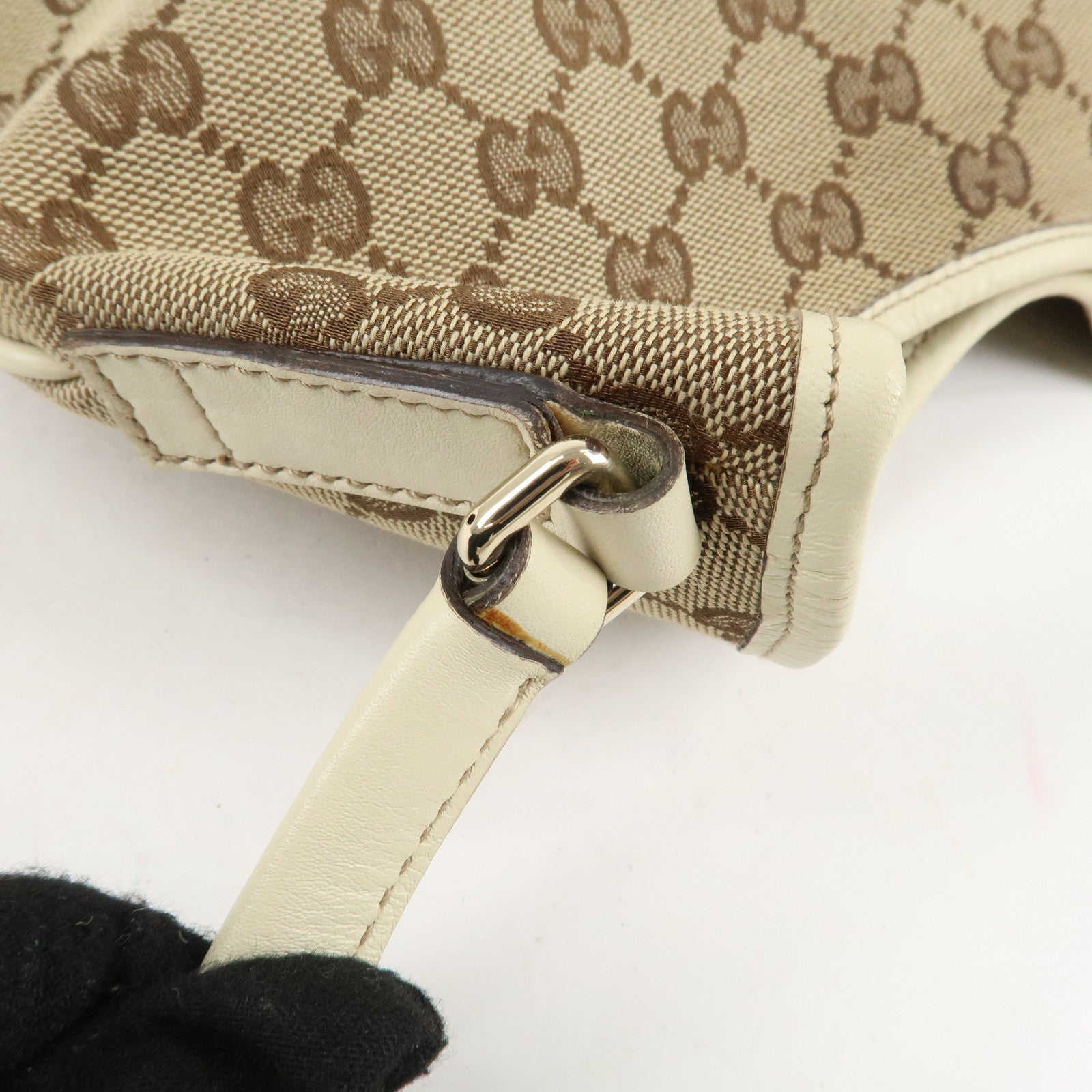 GUCCI New Britt GG Canvas Leather Shoulder Bag Beige Ivory 169947