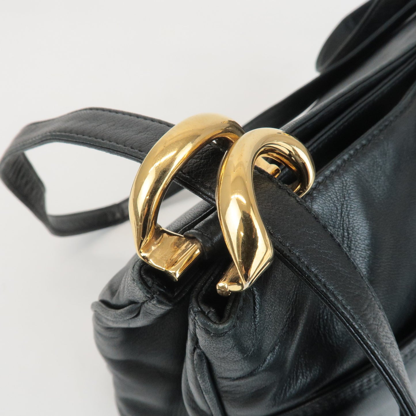 LOEWE Anagram Leather Shoulder Bag Black Gold Hardware