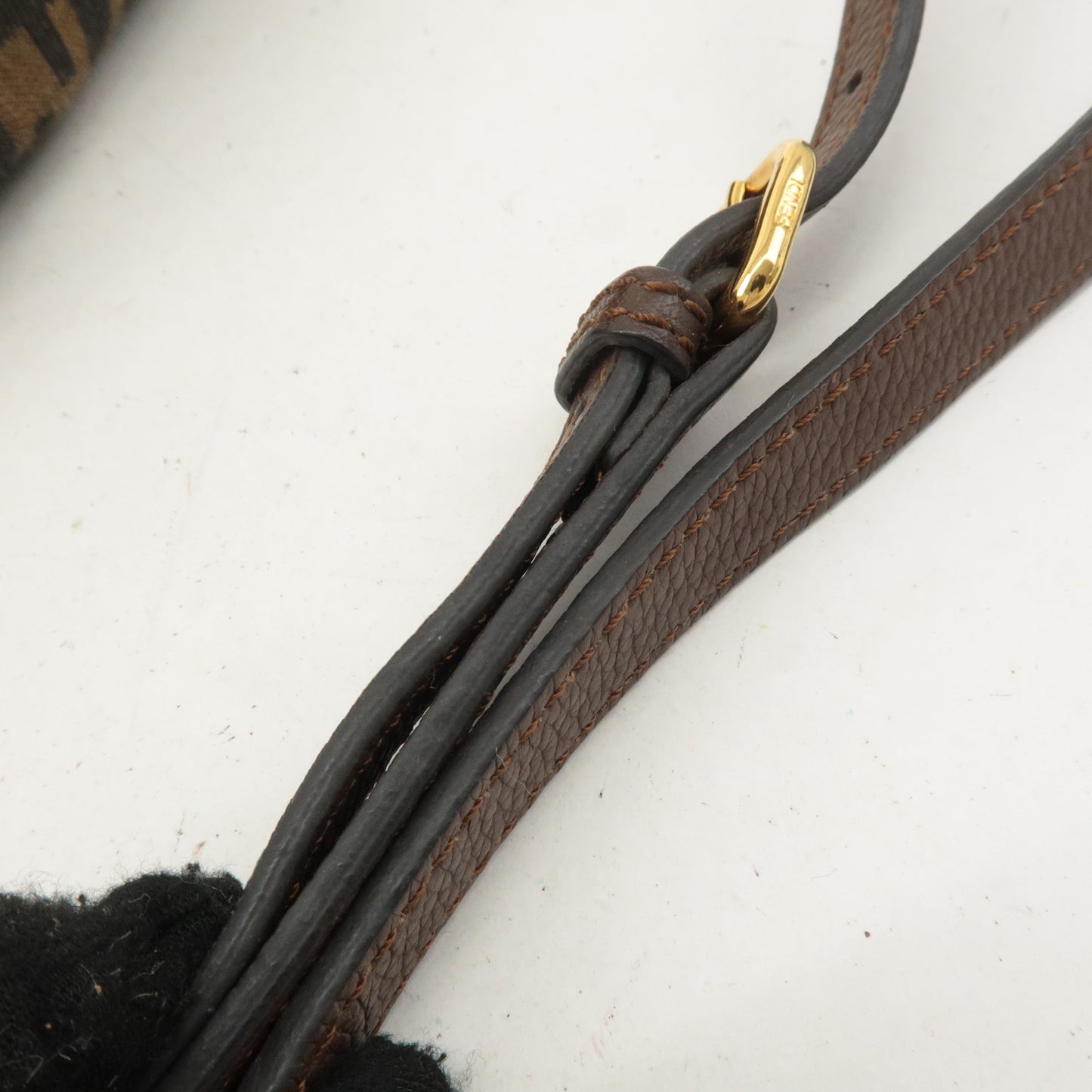 FENDI Zucca Canvas Leather Shoulder Bag Khaki Brown 8BT214