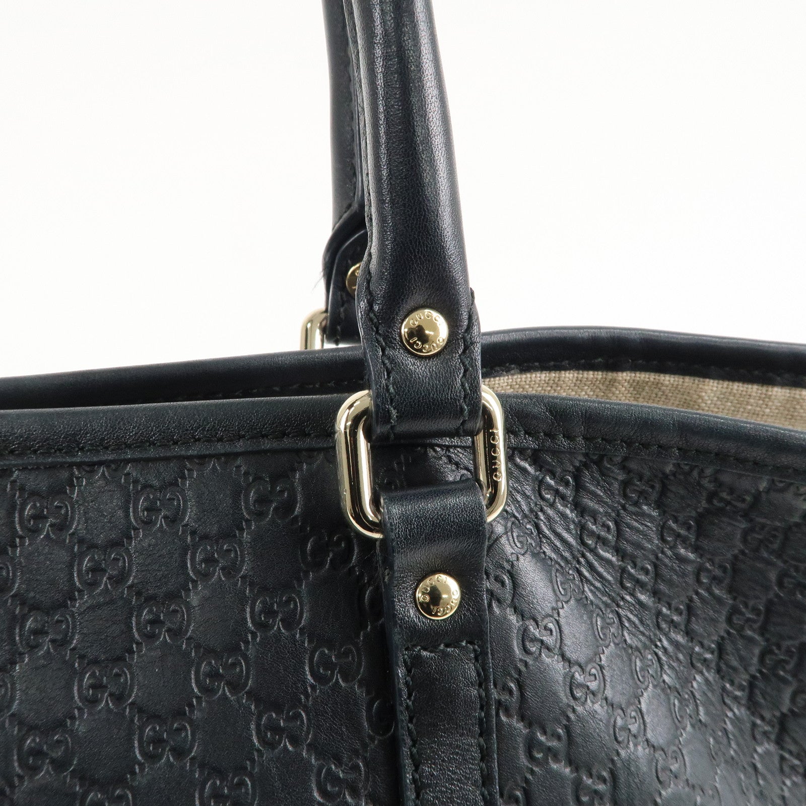 GUCCI Micro Guccissima Leather Tote Bag Black 449647