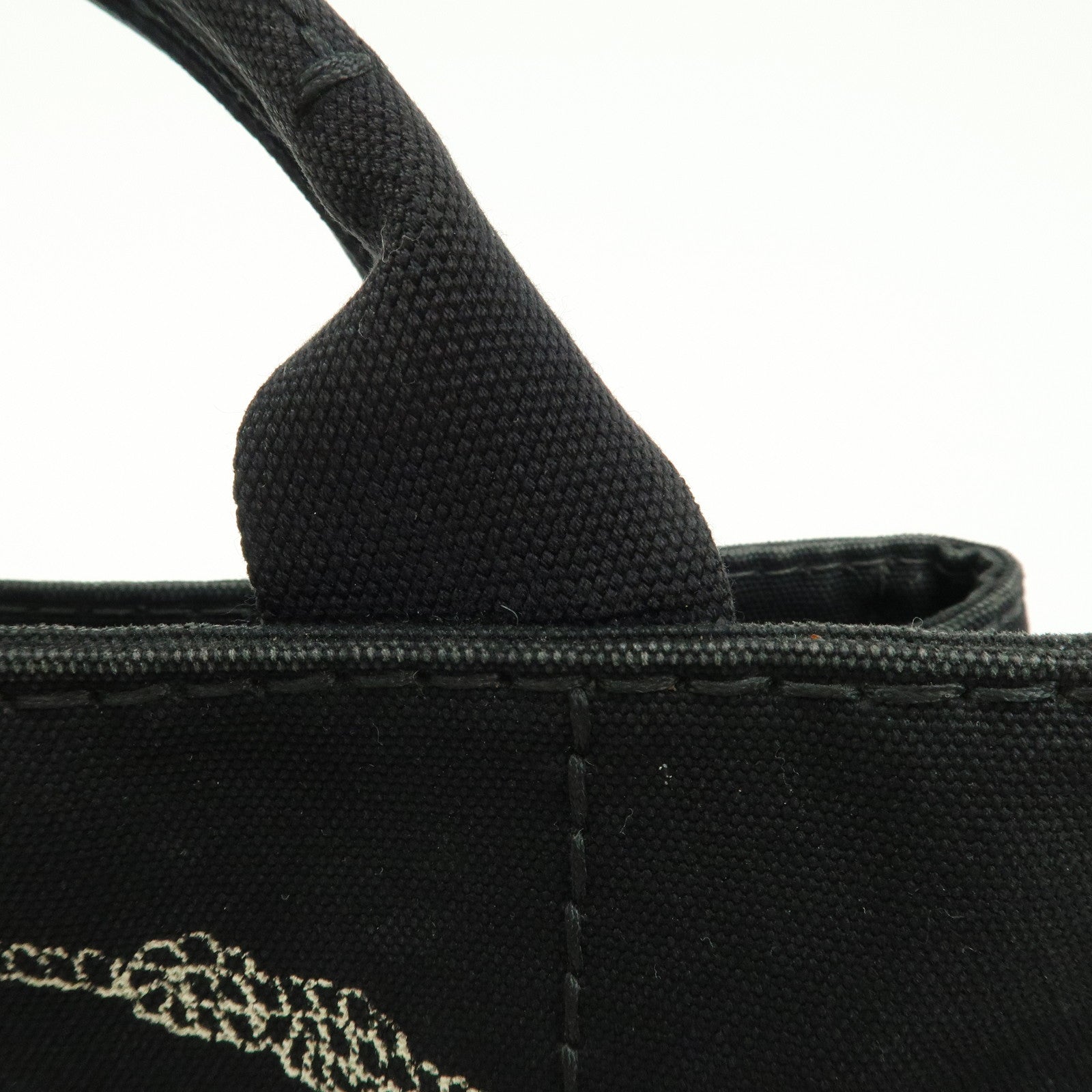 PRADA Logo Canvas Canapa Mini Tote Bag Hand Bag Black BN2439