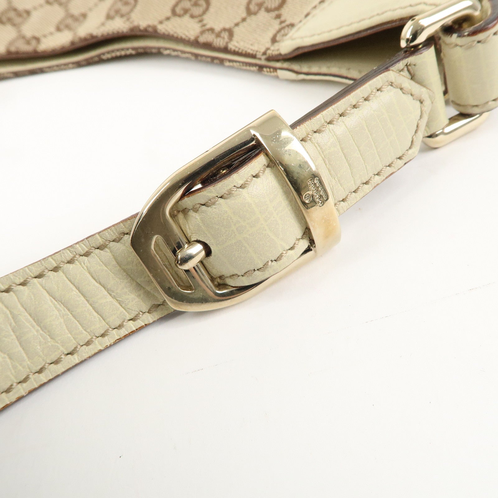 GUCCI Horsebit Sherry GG Canvas Leather Shoulder Bag 137388