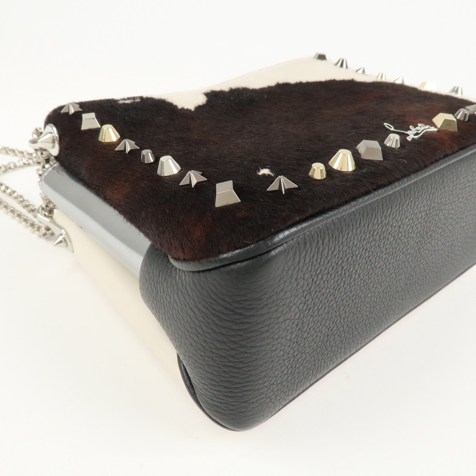 Christian Louboutin Chain Shoulder Bag Red Sole Pony Studs Used