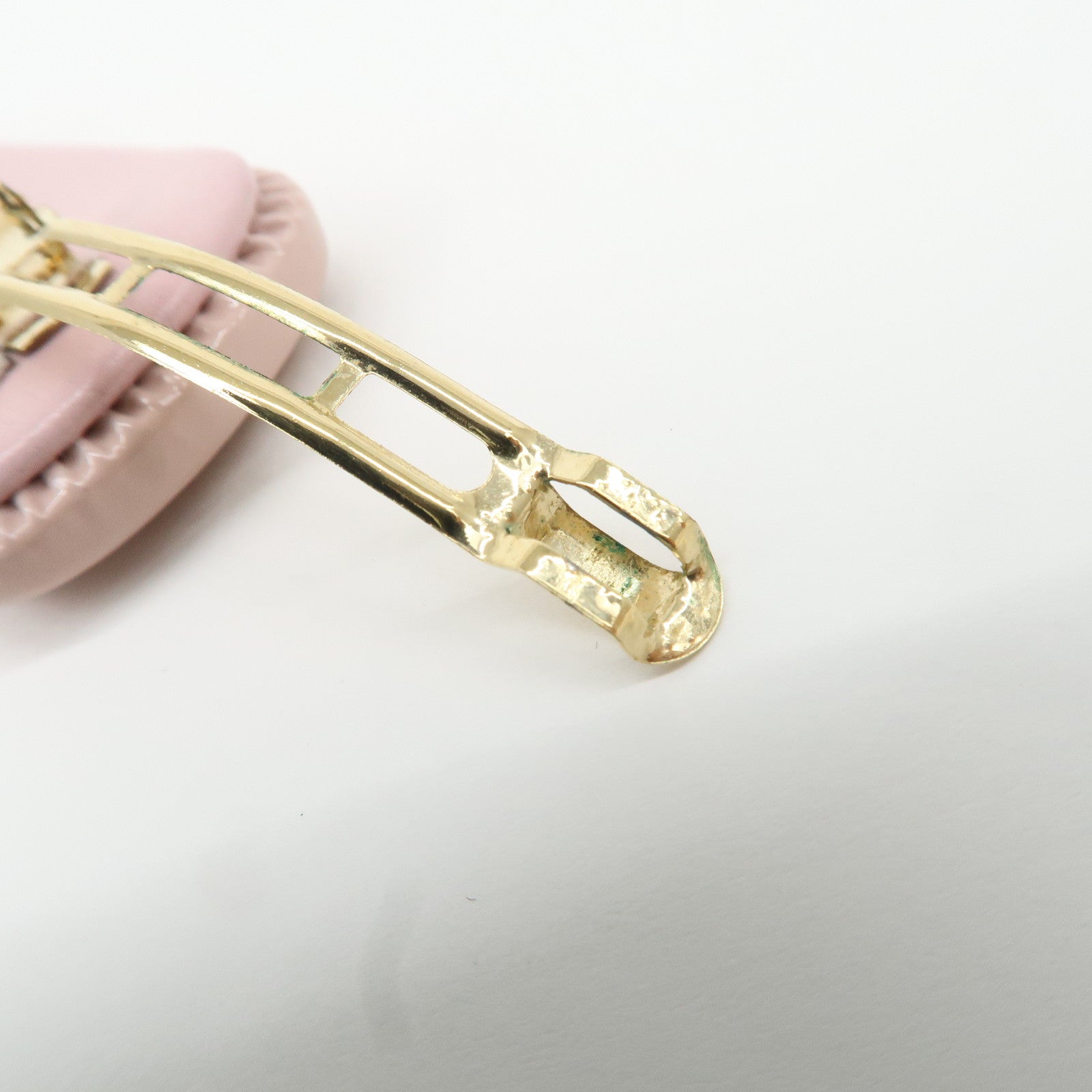 MIU MIU Patent Leather Hair Clip Pink Beige