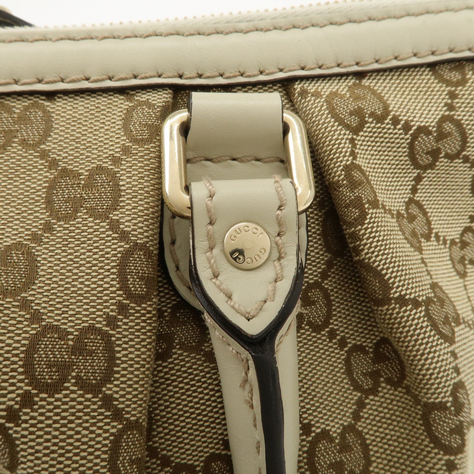 GUCCI Sukey GG Canvas Leather 2Way Bag Hand Bag Beige Ivory