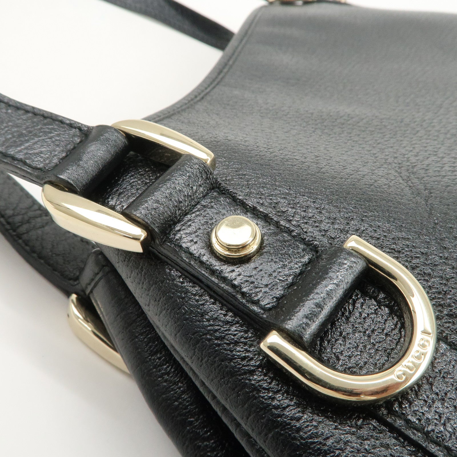 GUCCI Abbey Leather Tote Bag Hand Bag Black 130736 Used