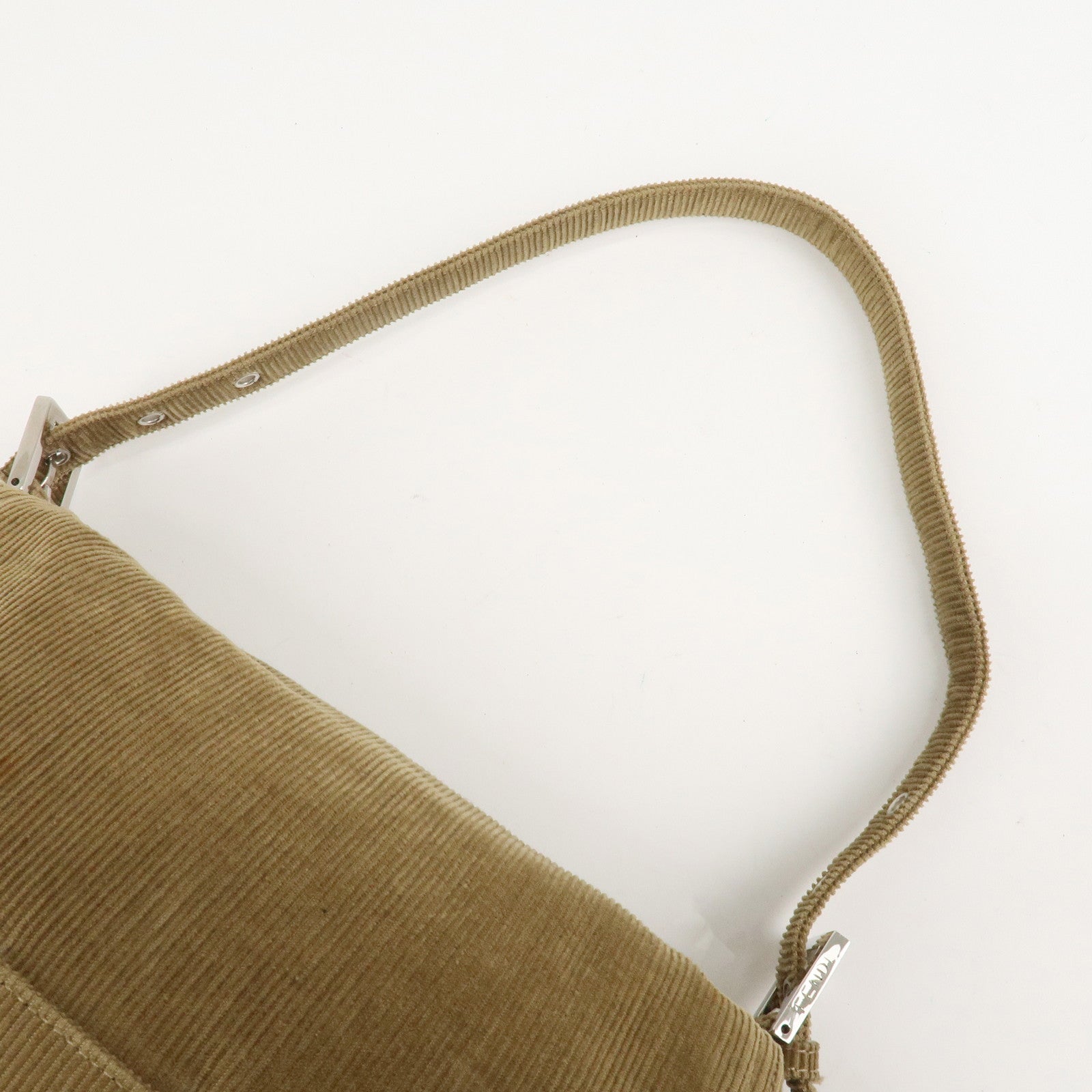 FENDI Mamma Baguette Corduroy  Shoulder Bag Khaki 26325