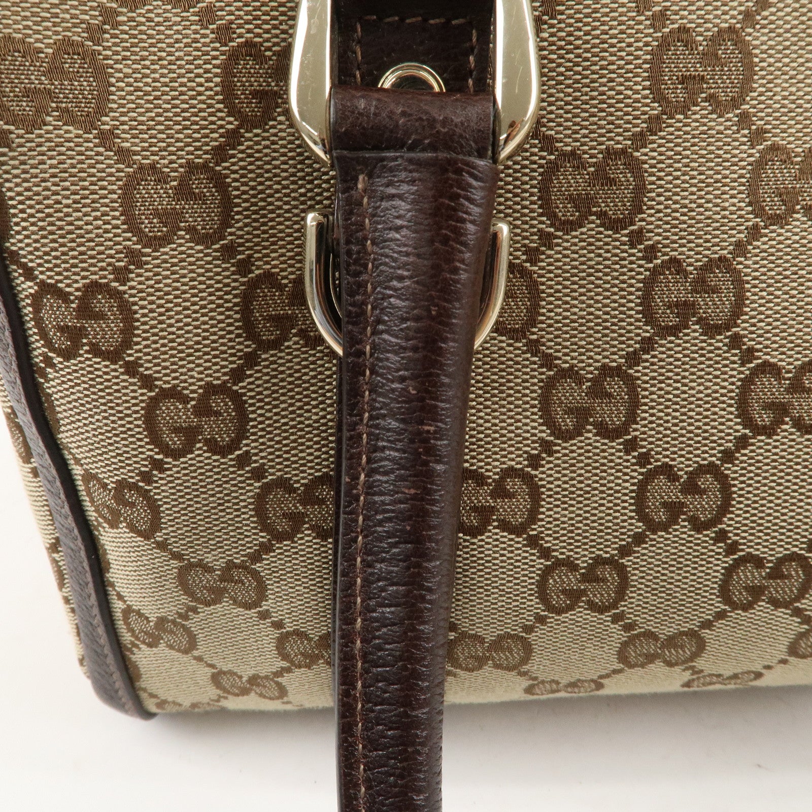 GUCCI Abbey GG Canvas Leather Mini Boston Bag Beige Ivory 130942