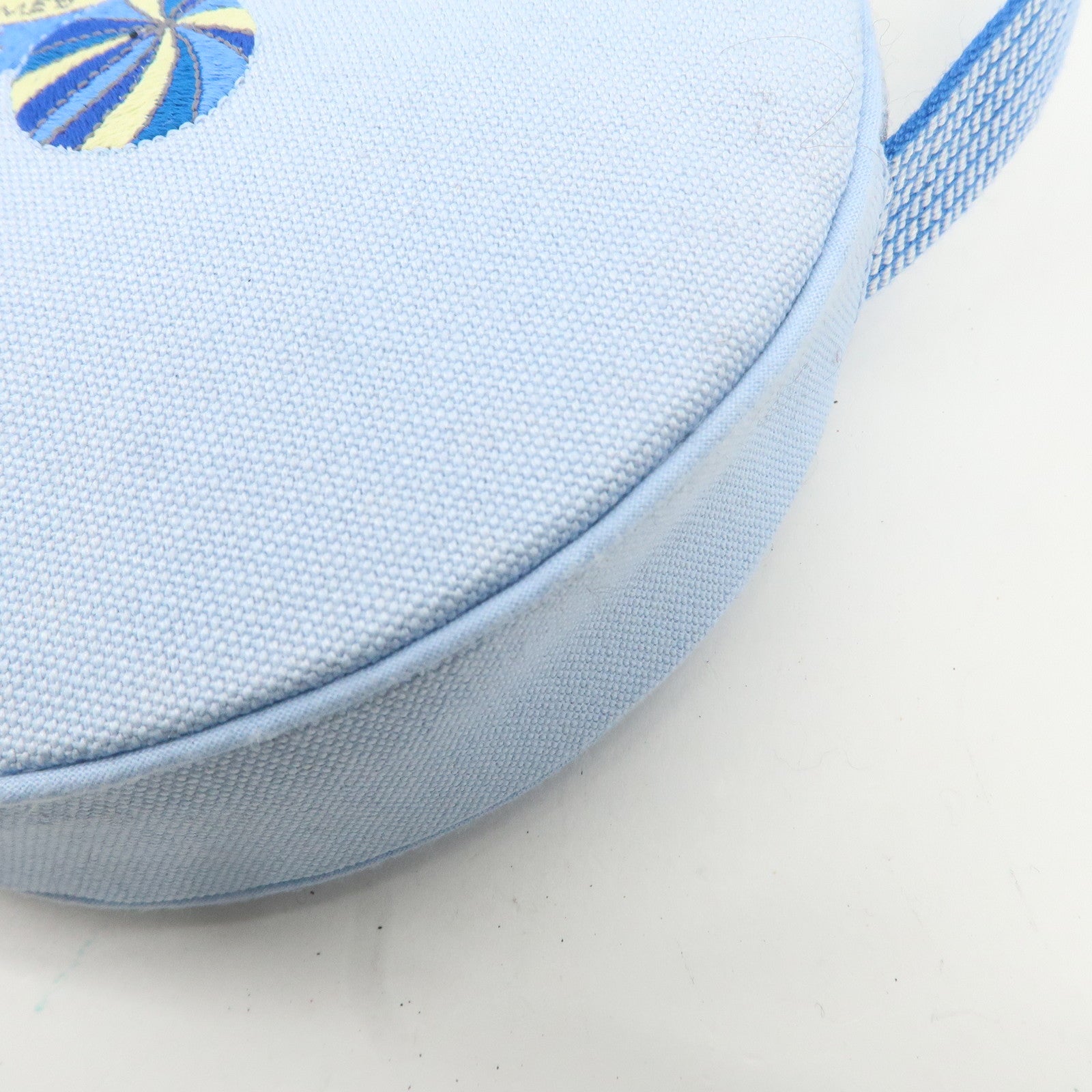 HERMES Circus Sakarecre Cotton Canvas Shoulder Bag Light Blue Used