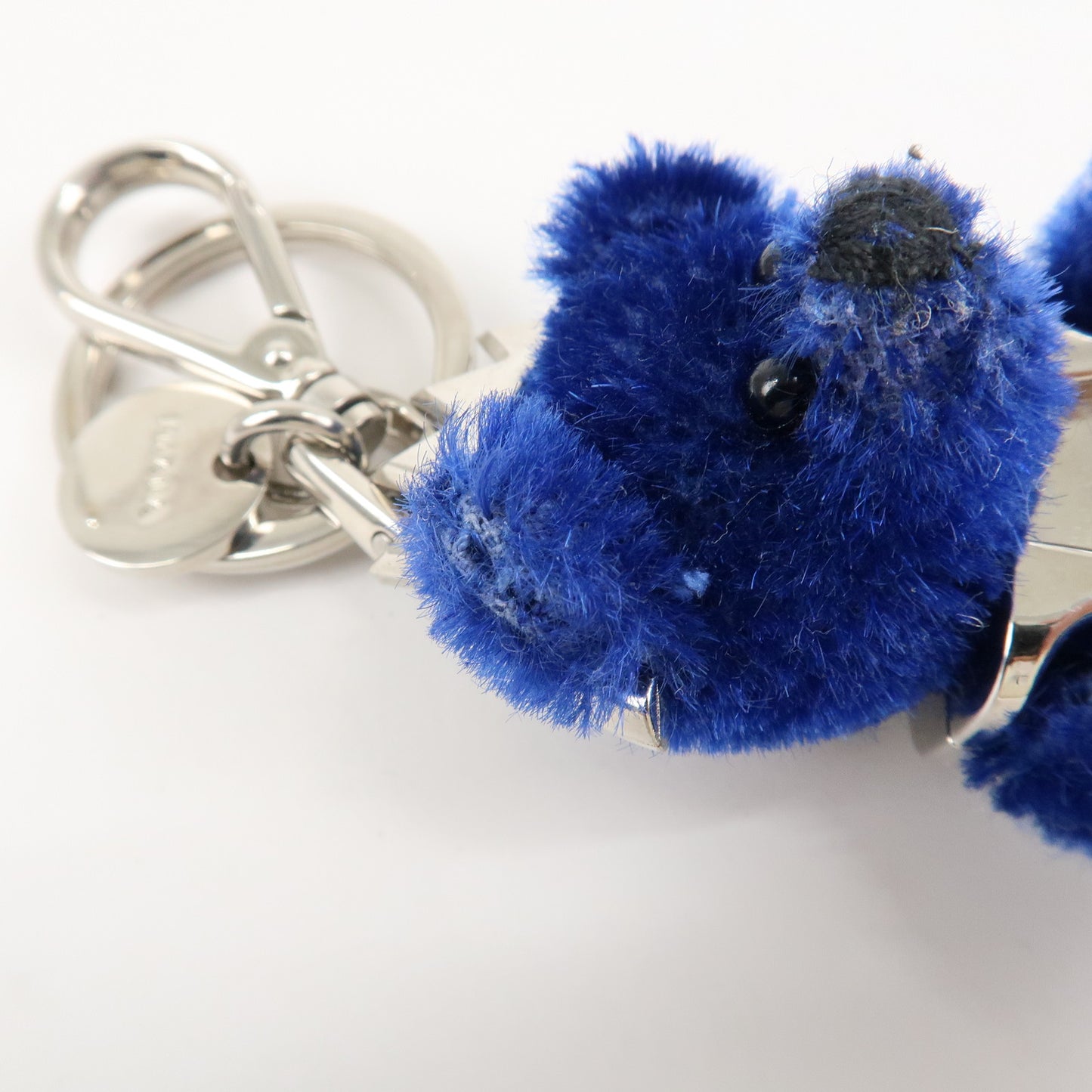 PRADA Metal Bear Key Holder Key Chain Key Charm Blue Silver