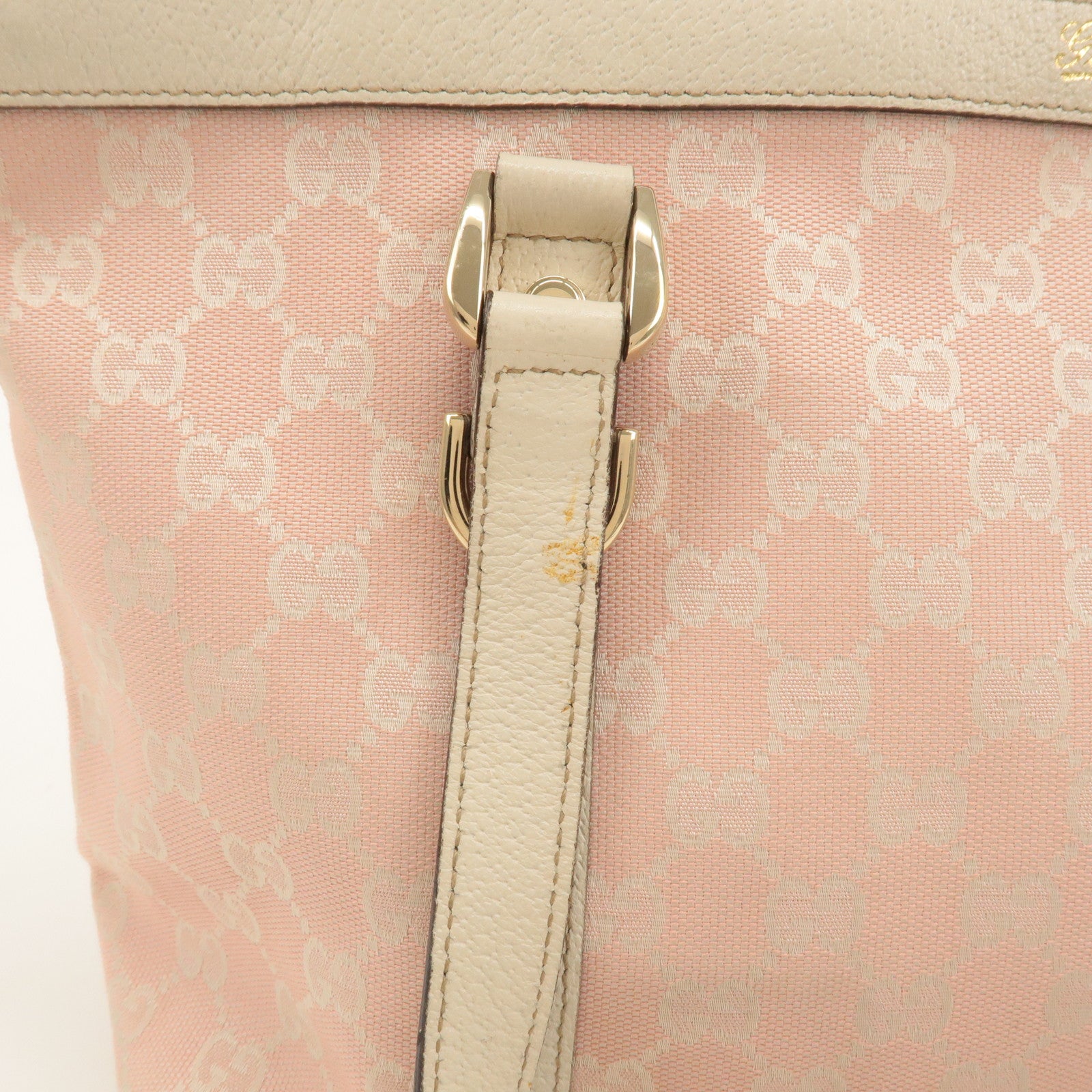 GUCCI Abbey GG Canvas Leather Tote Hand Bag Pink White 141470