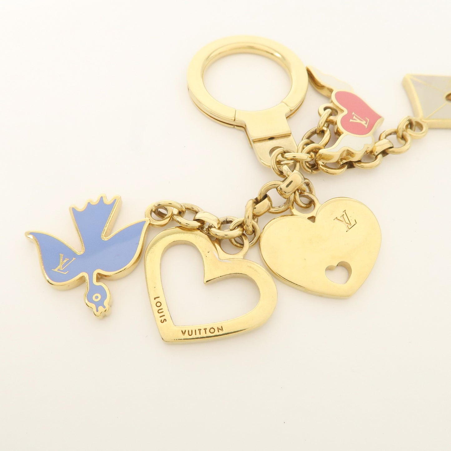 Louis Vuitton Porte Cles Message Charm Keychain Gold M66264