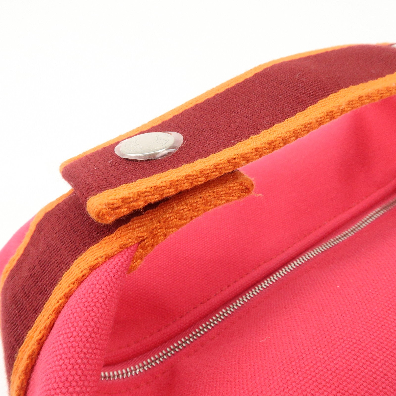 HERMES Canvas Bride A Brac PM Hand Bag Pink Bordeaux Orange Used