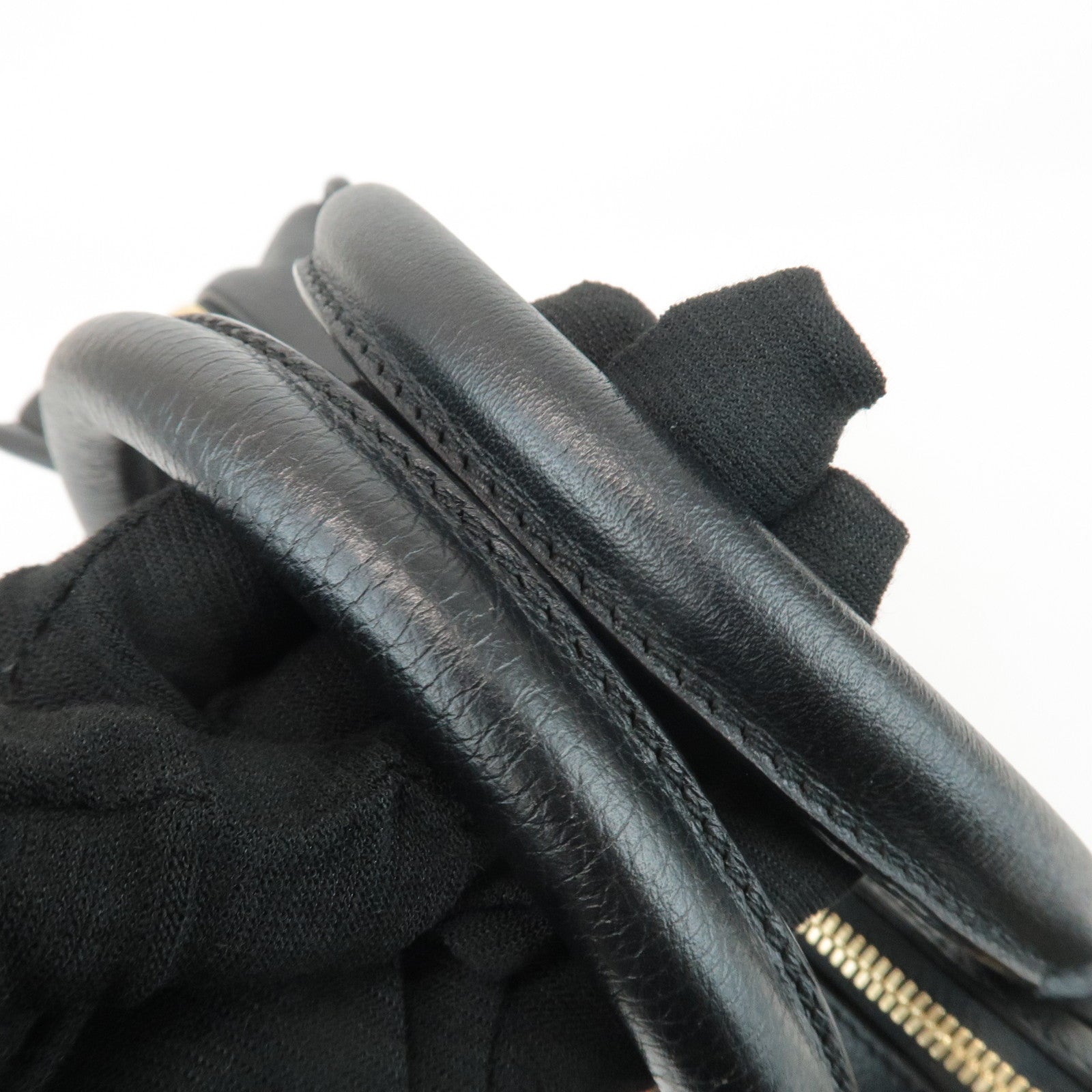 LOEWE Unborn Calf Leather Amasona 36 Hand Bag Brown Black Used