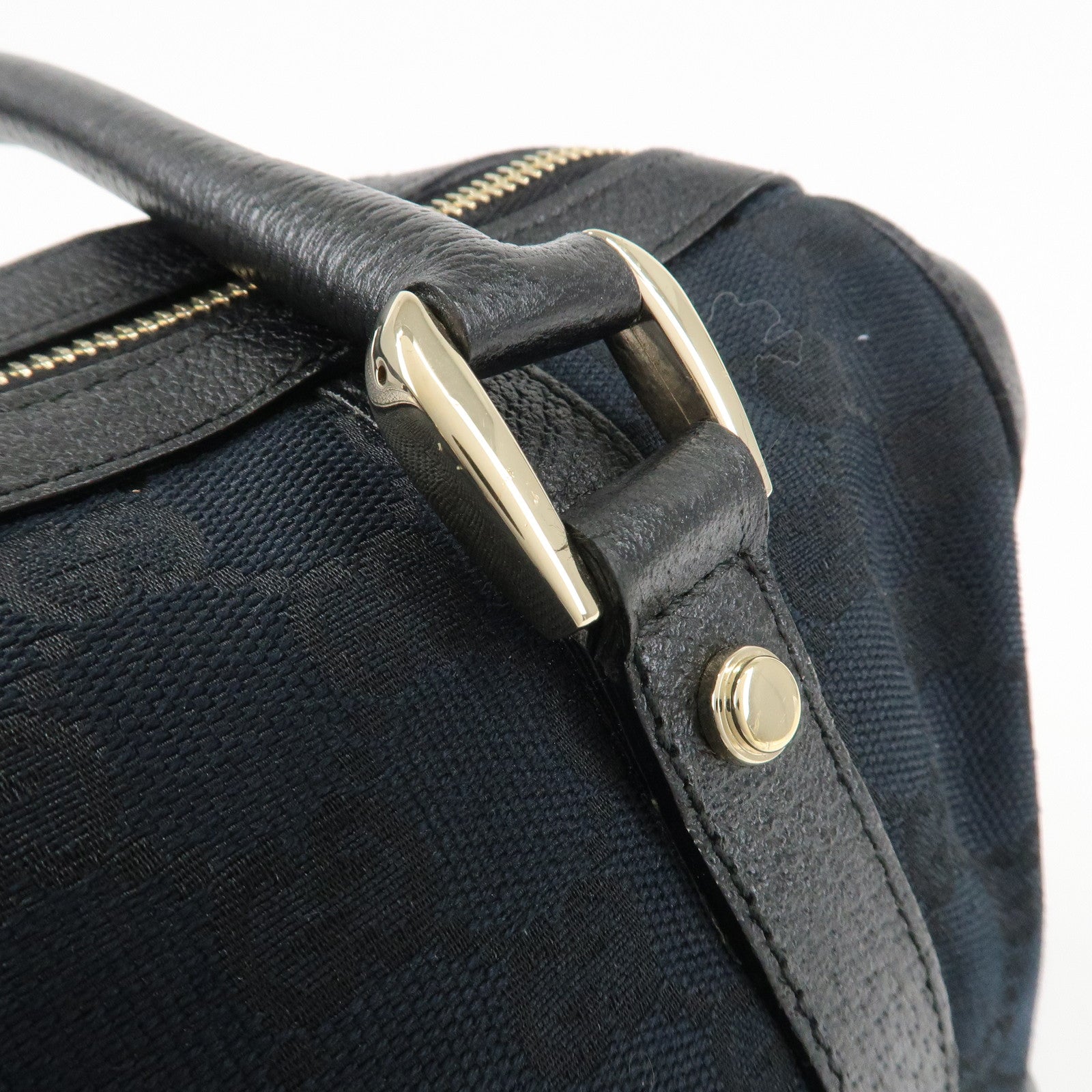 GUCCI Abbey GG Canvas Leather Mini Boston Bag Black 130942 Used