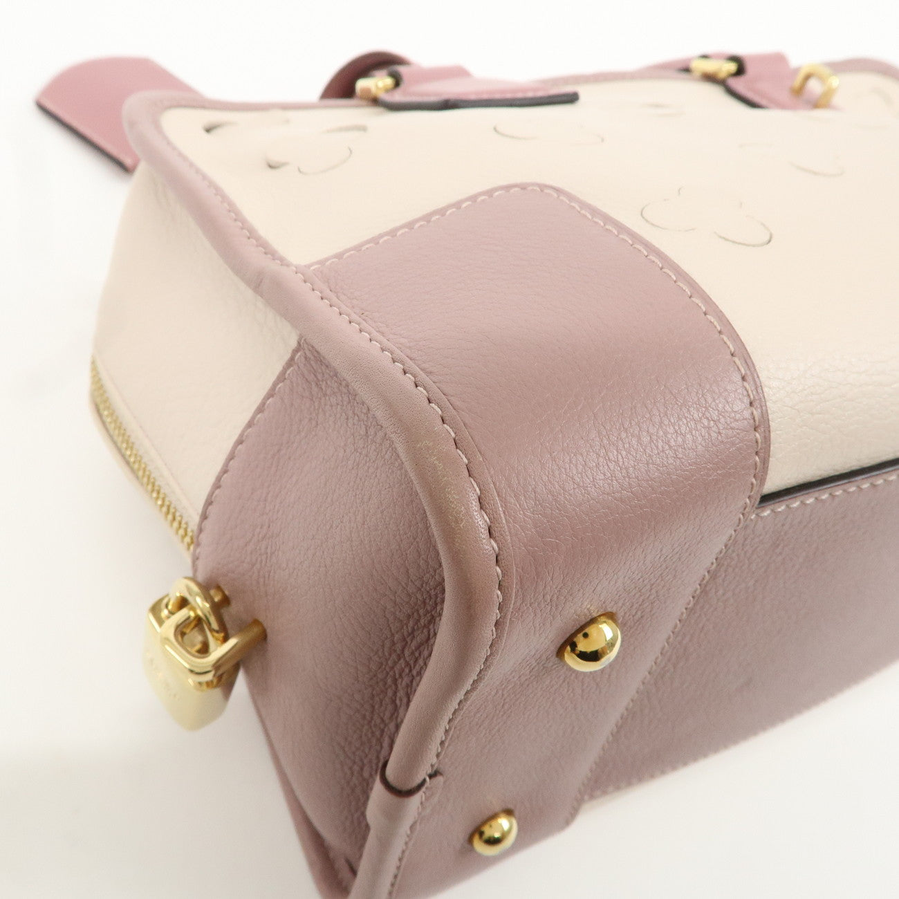 LOEWE Leather Bag Amazona 28 Cherry Blossom White Pink Beige