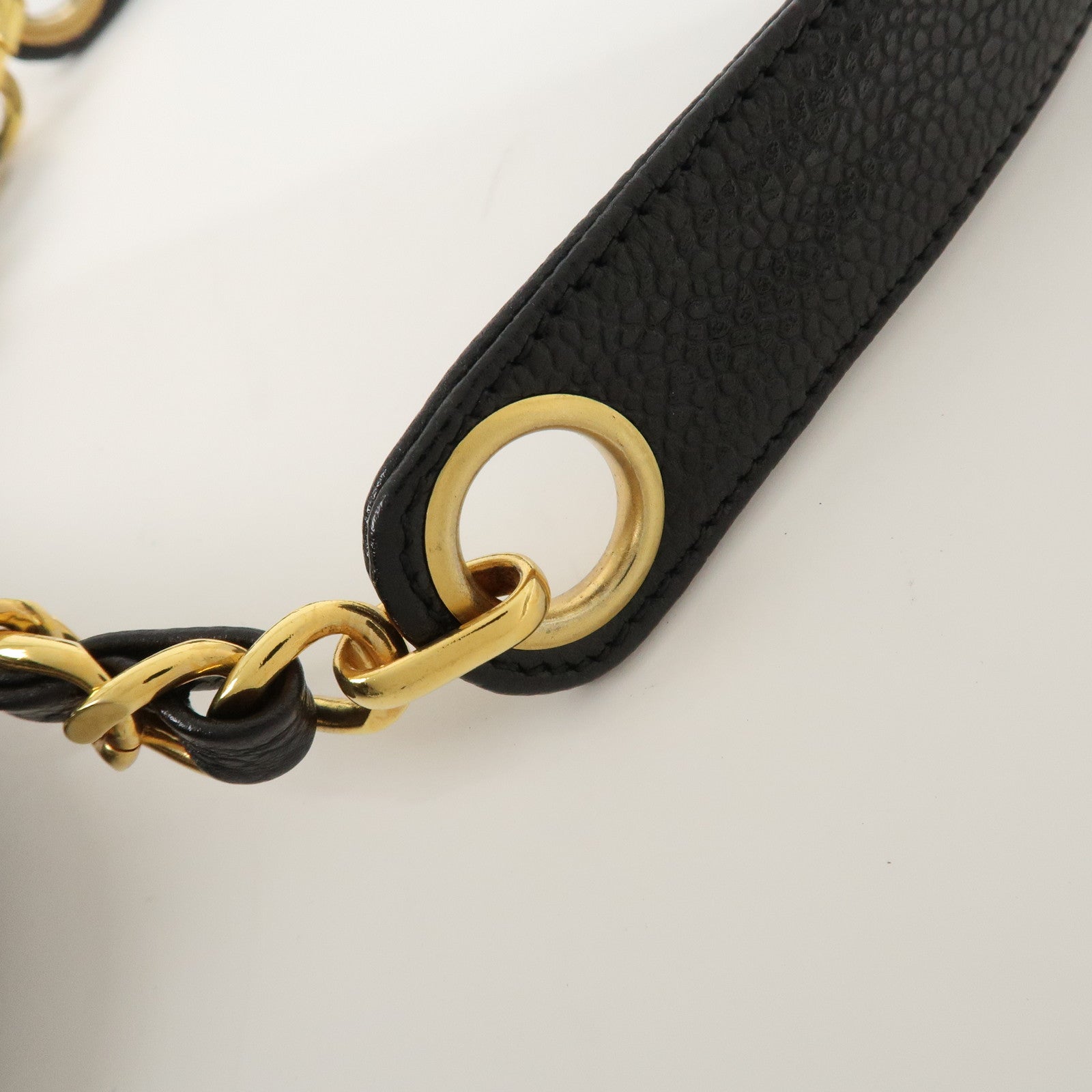 CHANEL COCO Mark Caviar Skin Chain Tote Bag Black Gold