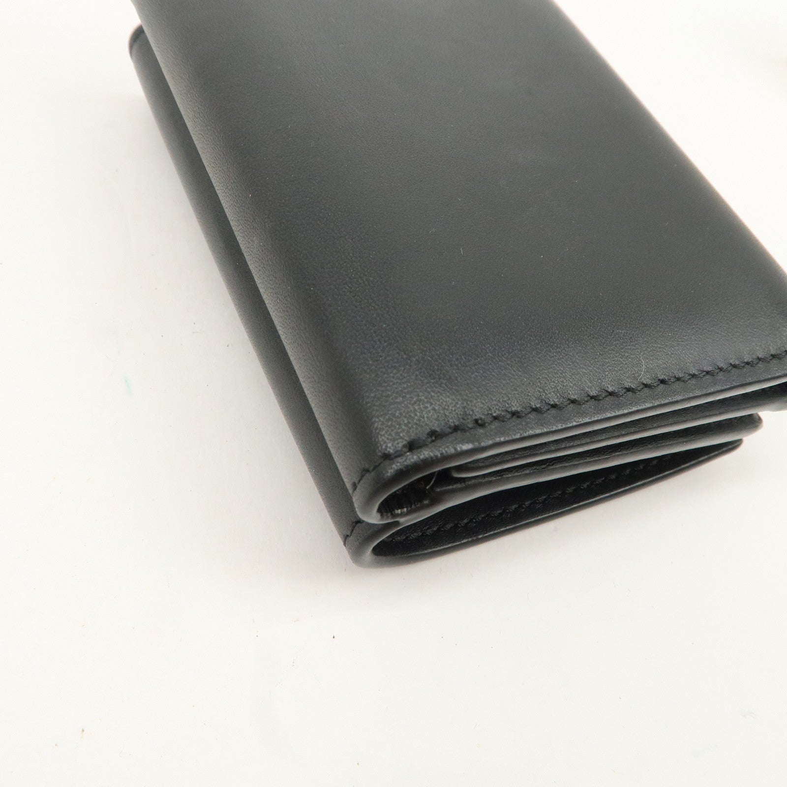 LOEWE Anagram Leather Tri-fold Wallet Black Used