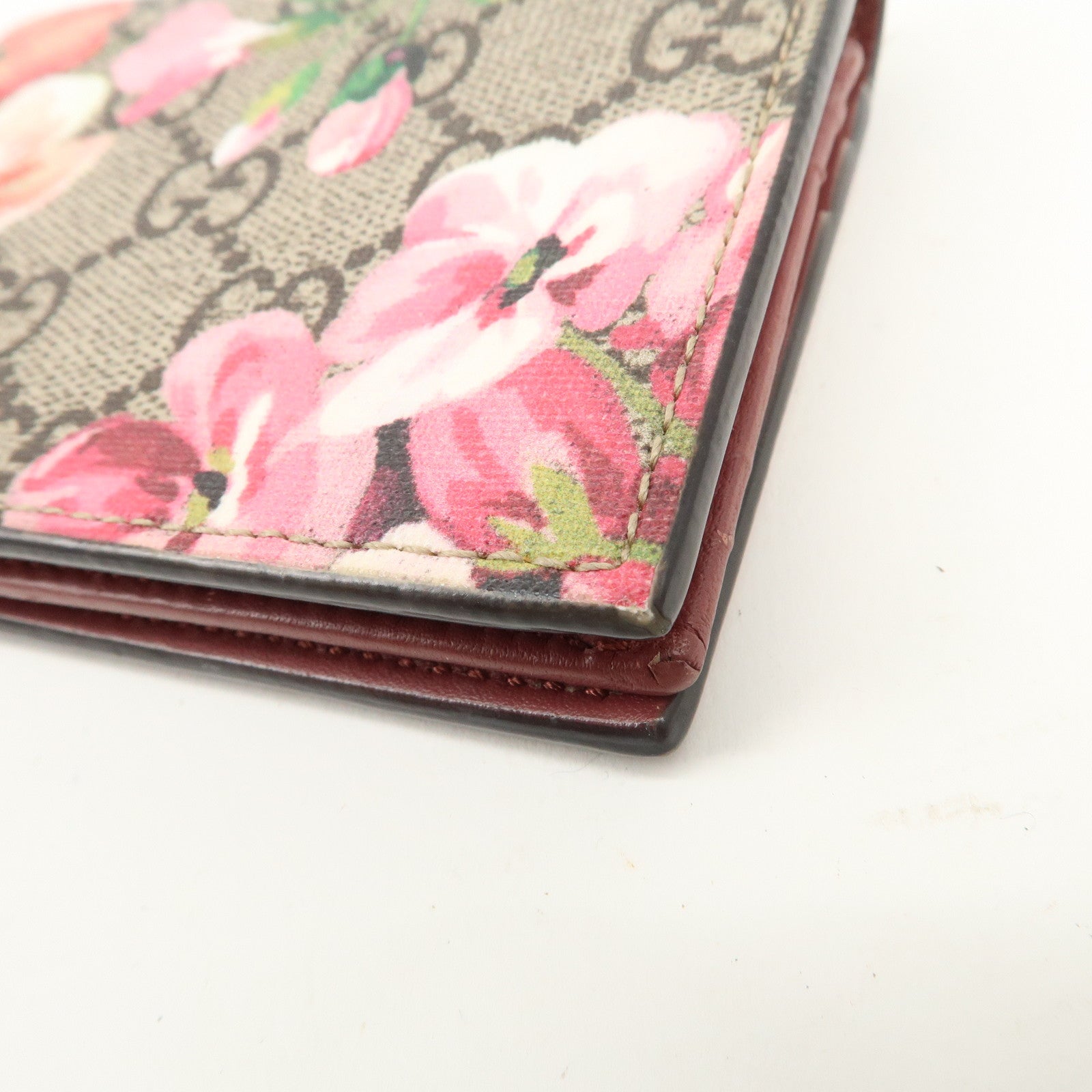 GUCCI GG Blooms GG Supreme Bi-fold Wallet Flowe Print Pink 41088