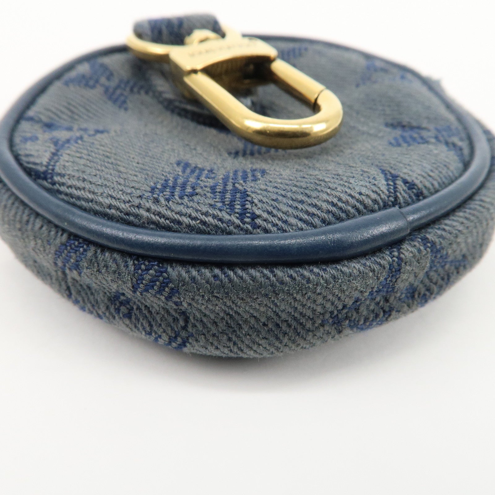 Louis Vuitton Monogram Denim Round Pouch Coin Case Blue M68290