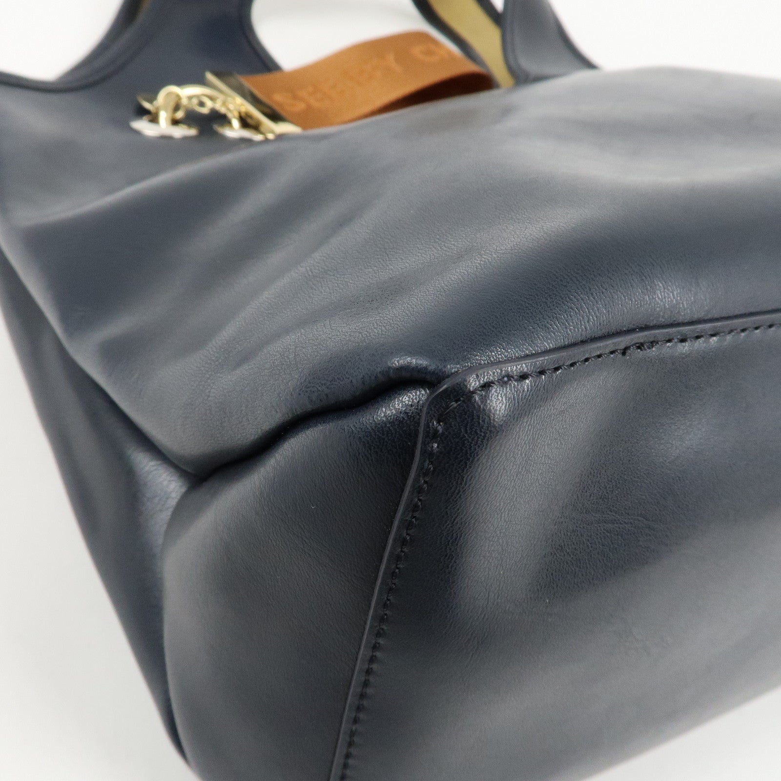 Chloe See By Chloe Leather Shoulder Bag Hand Bag Navy Used