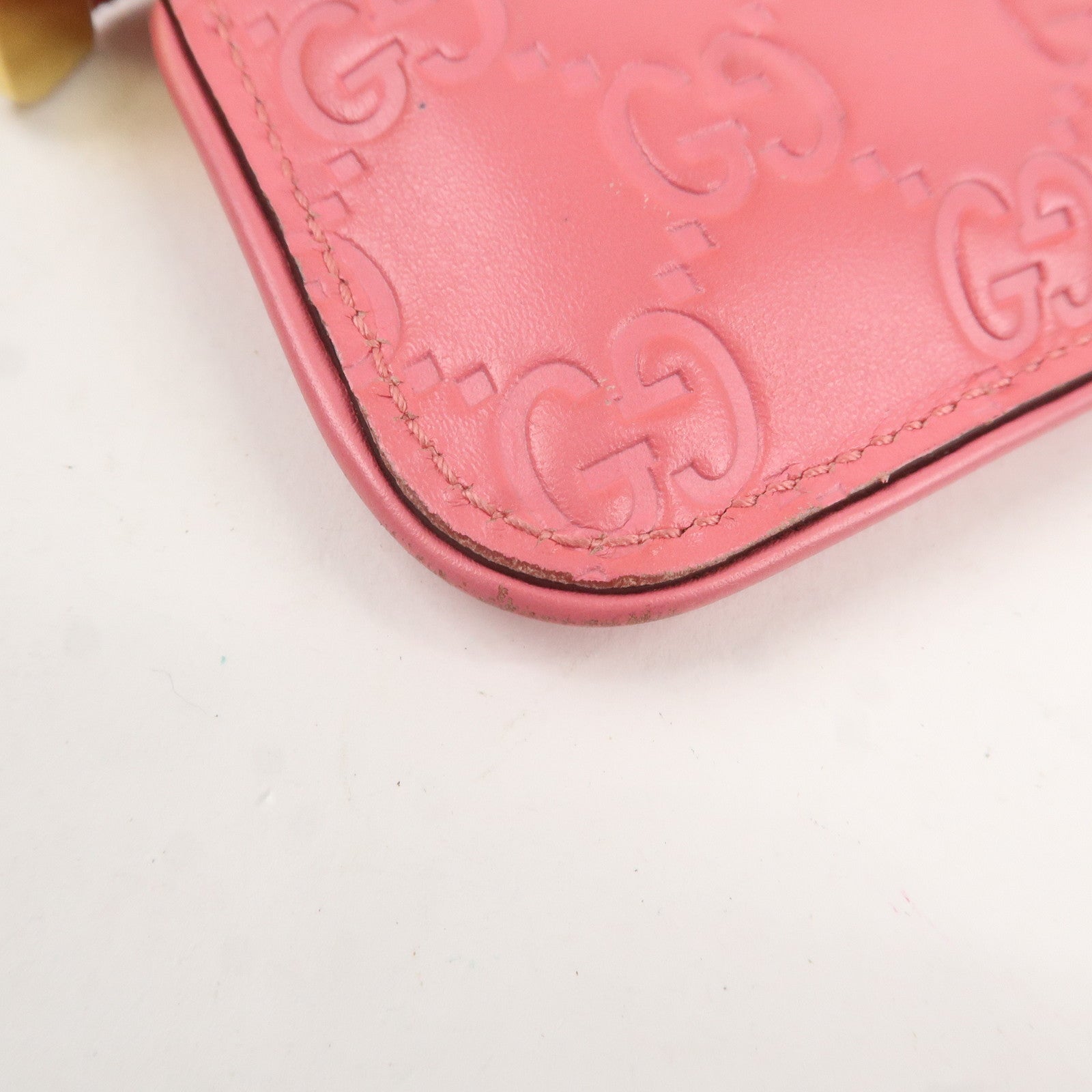 GUCCI Guccissima Leather Coin Case Wallet Pink 233183