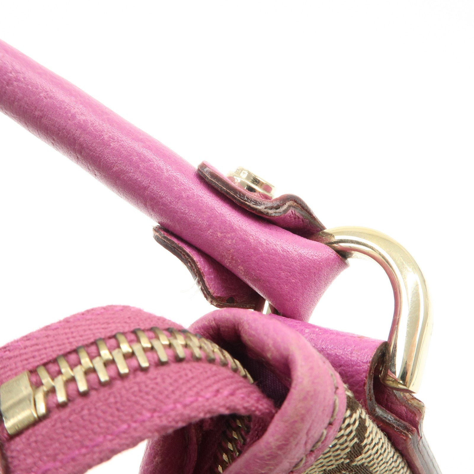 GUCCI Abbey GG Canvas Leather Shoulder Bag Beige Pink 130739 Used