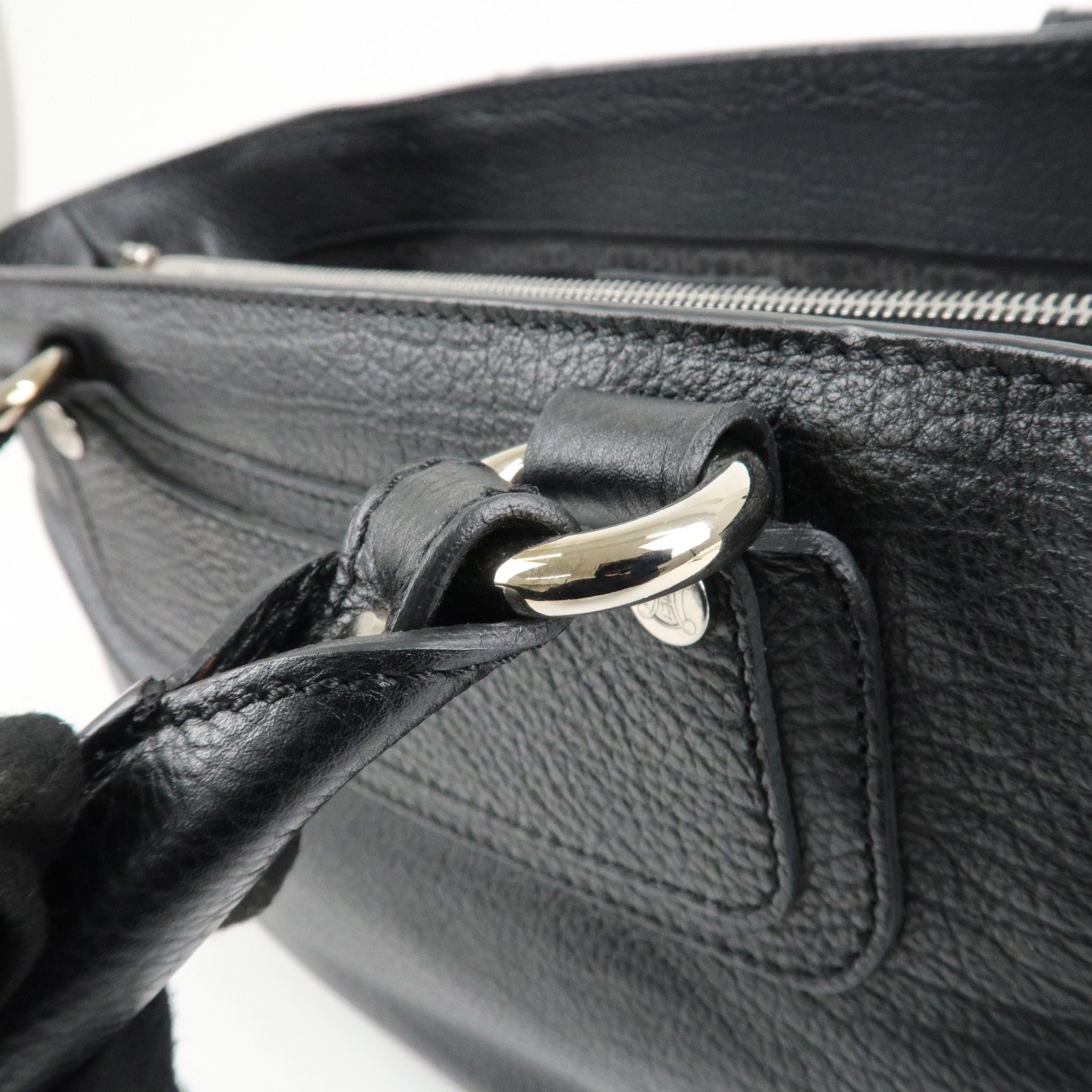 CELINE Macadam Engraved Leather Boogie Bag Hand Bag Black Used