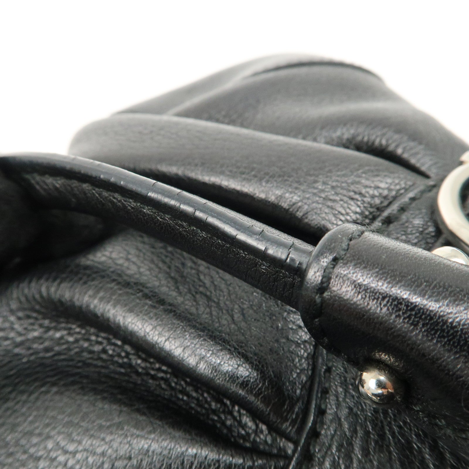 Ferragamo Gancini Leather Shoulder bag Hand Bag Black AU-21/6317 Used