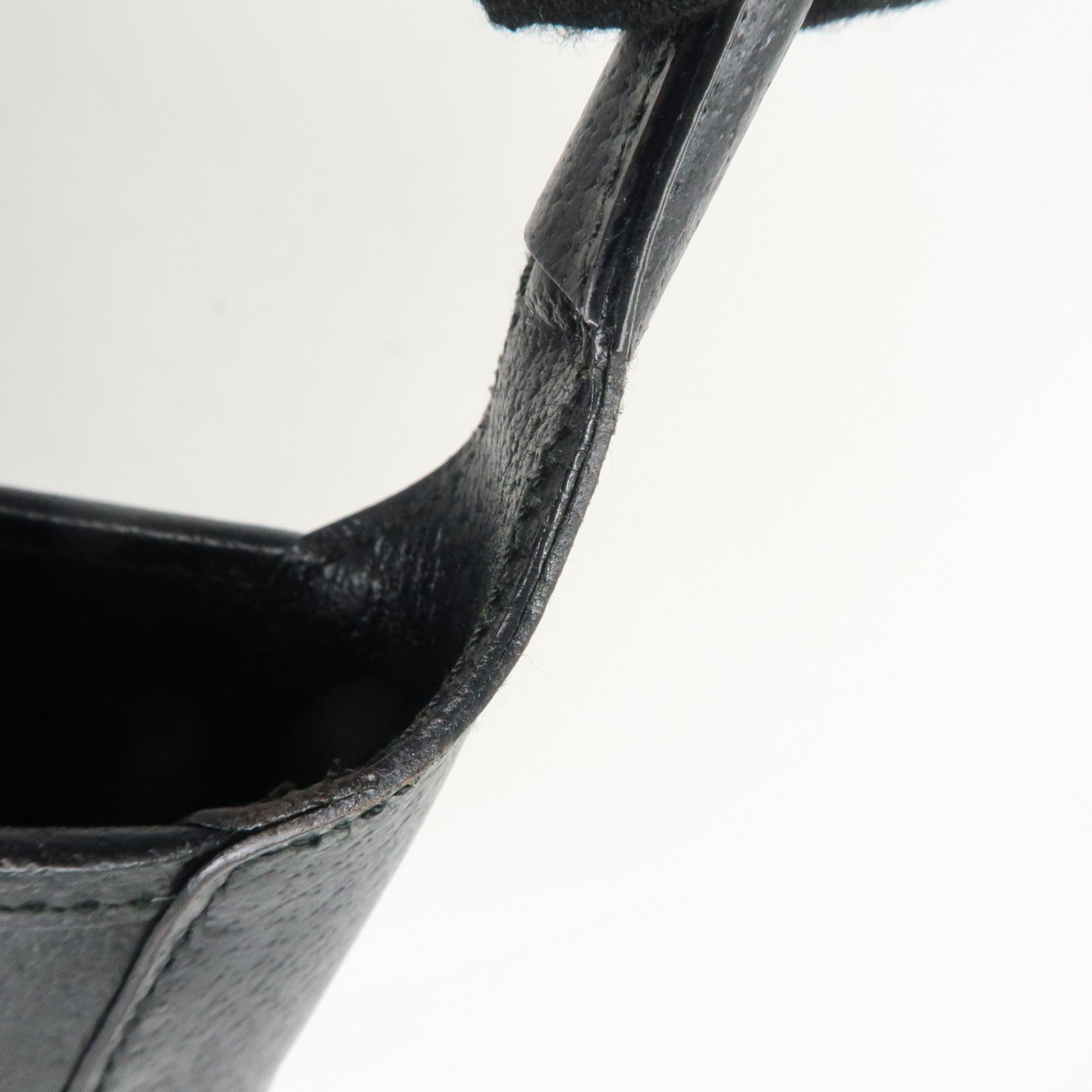 Ferragamo Leather Shoulder bag Hand Bag Black Silver HDW Used