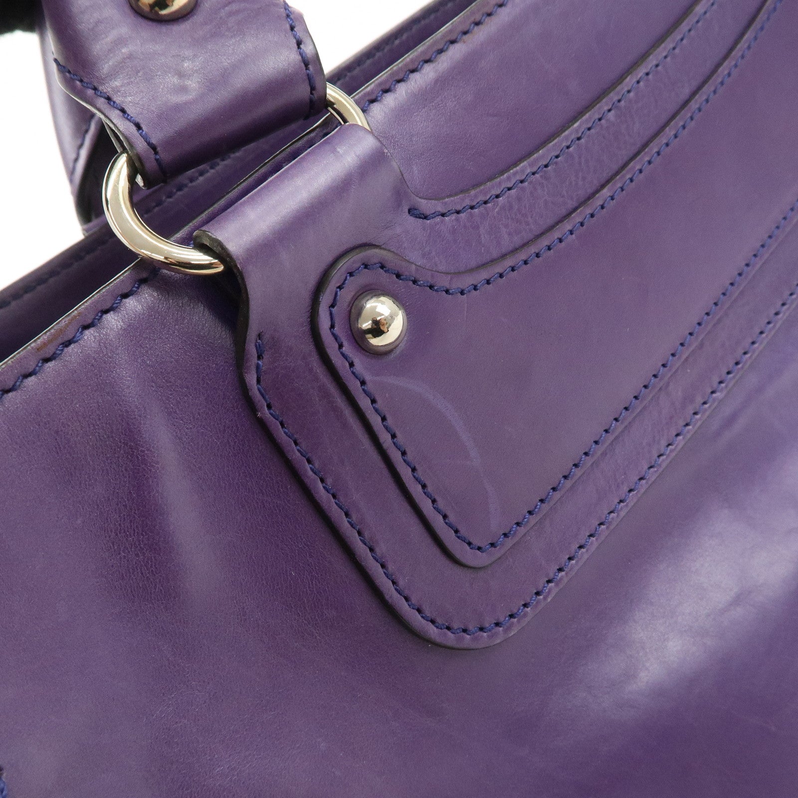 CELINE Leather Boogie Bag Hand Bag Purple Used