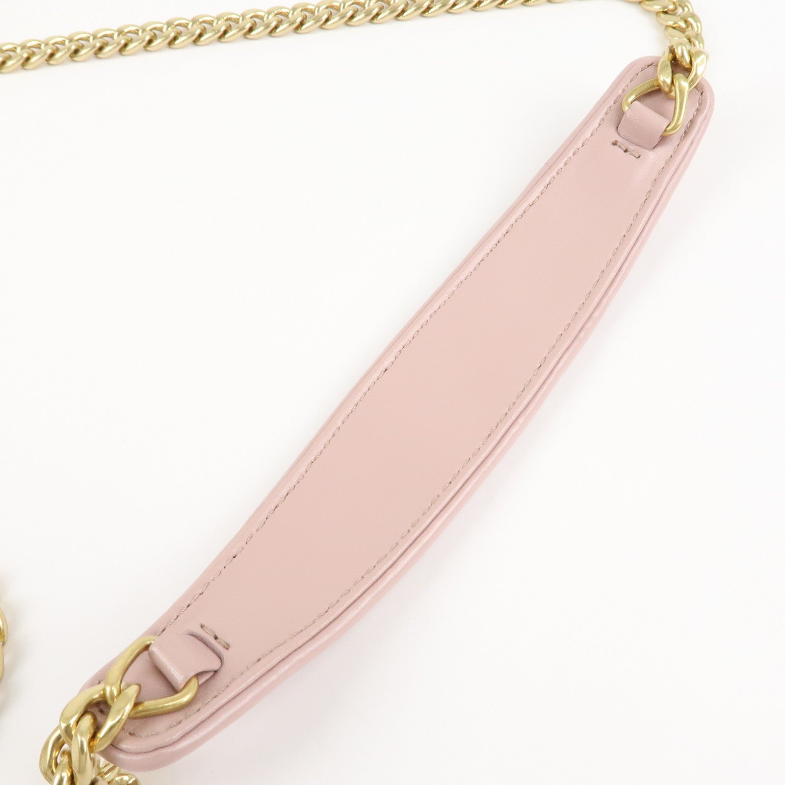 MIU MIU Matelasse Leather Chain Shoulder Bag Pink Beige Used