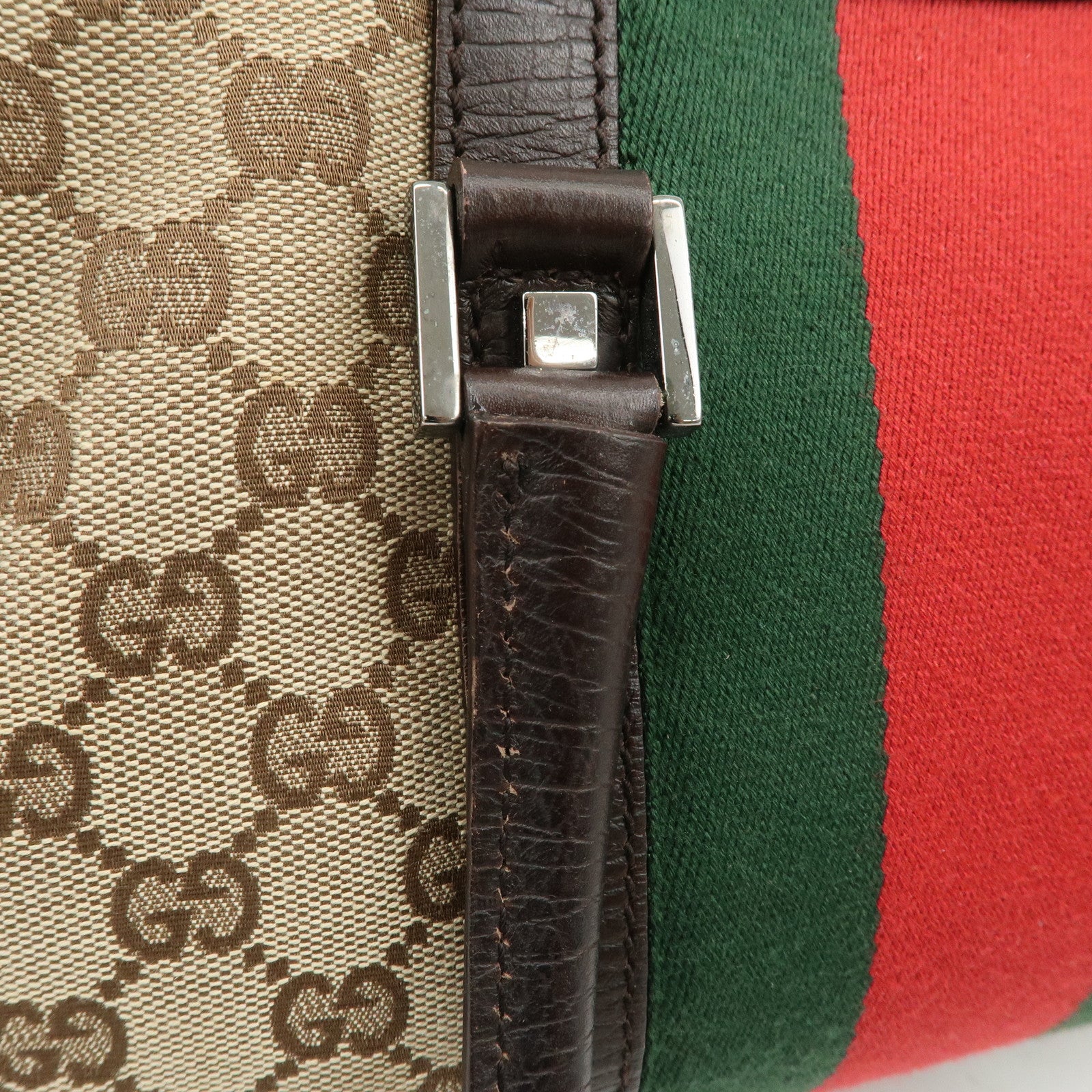 GUCCI GG Canvas Leather Mini Boston Bag Beige Brown 30458