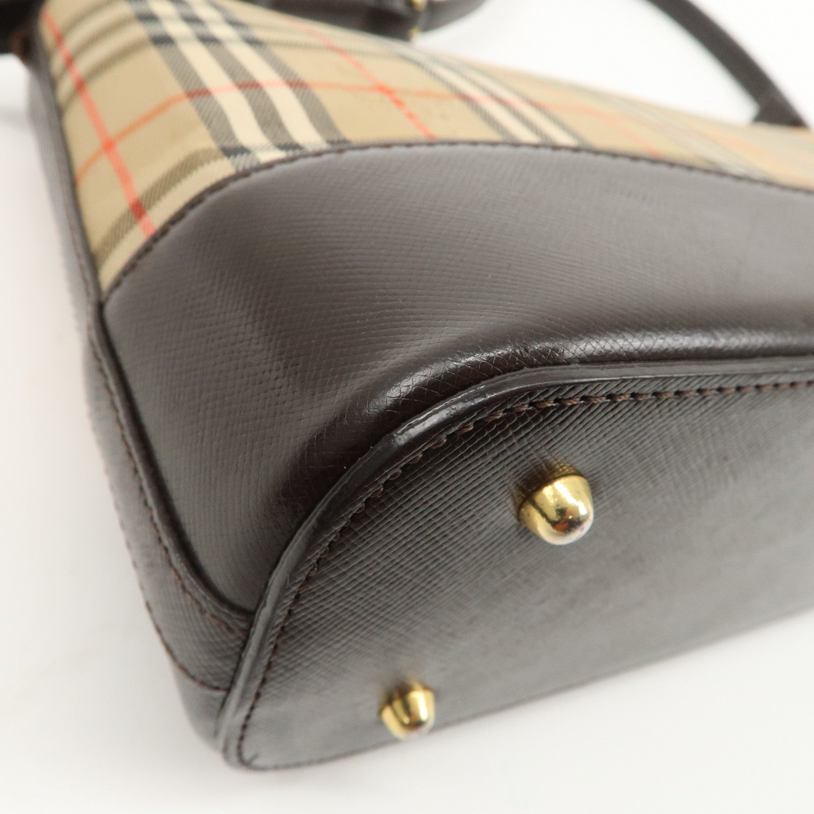 BURBERRY Canvas Leather Nova Plaid Shoulder Bag Hand Bag