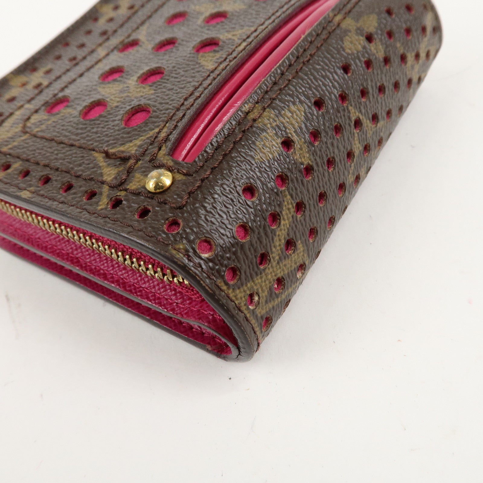 Louis Vuitton Monogram Perfor Compact Zip Fuchsia M95188