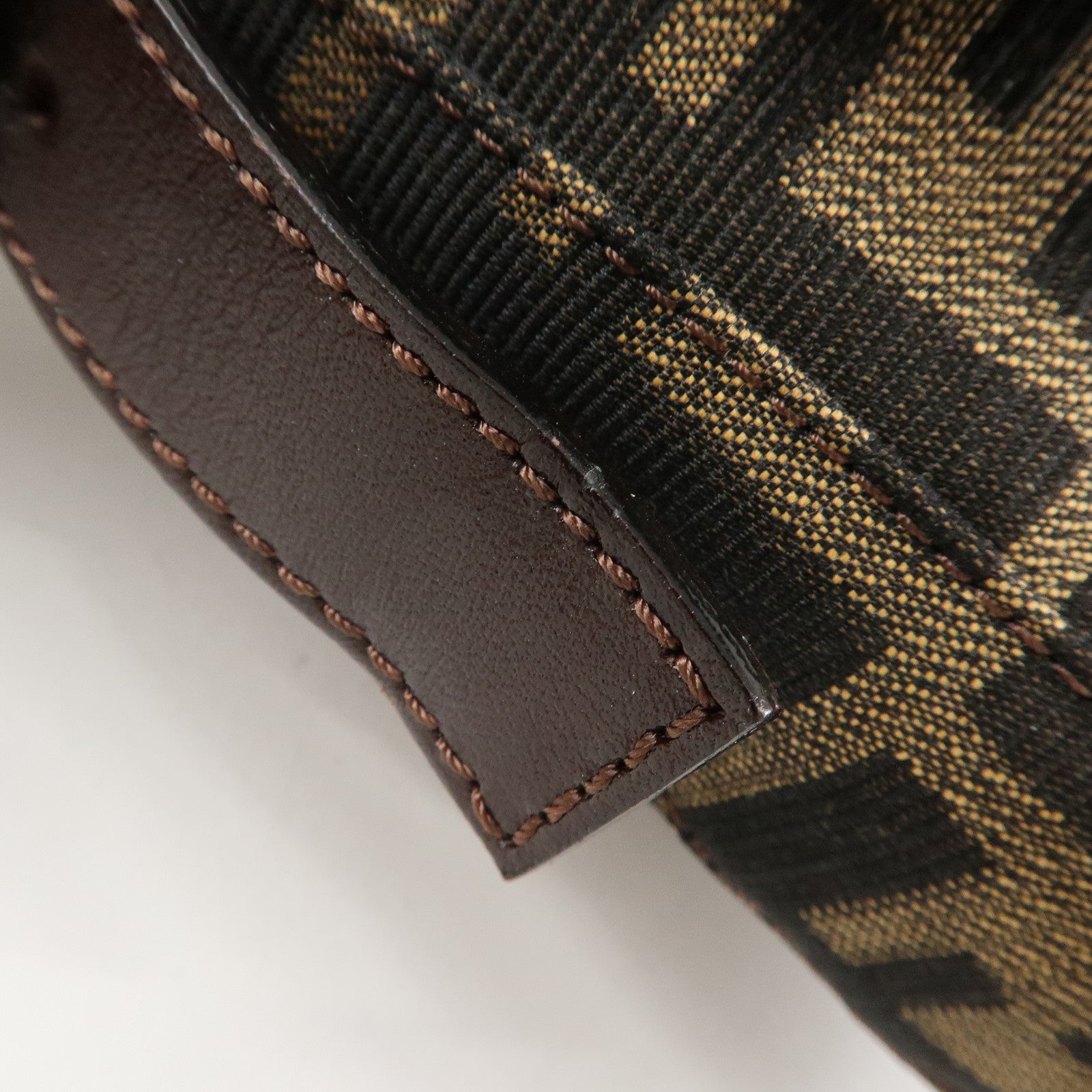 FENDI Mamma Baguette Zucca Canvas Shoulder Bag Brown 26424 Used