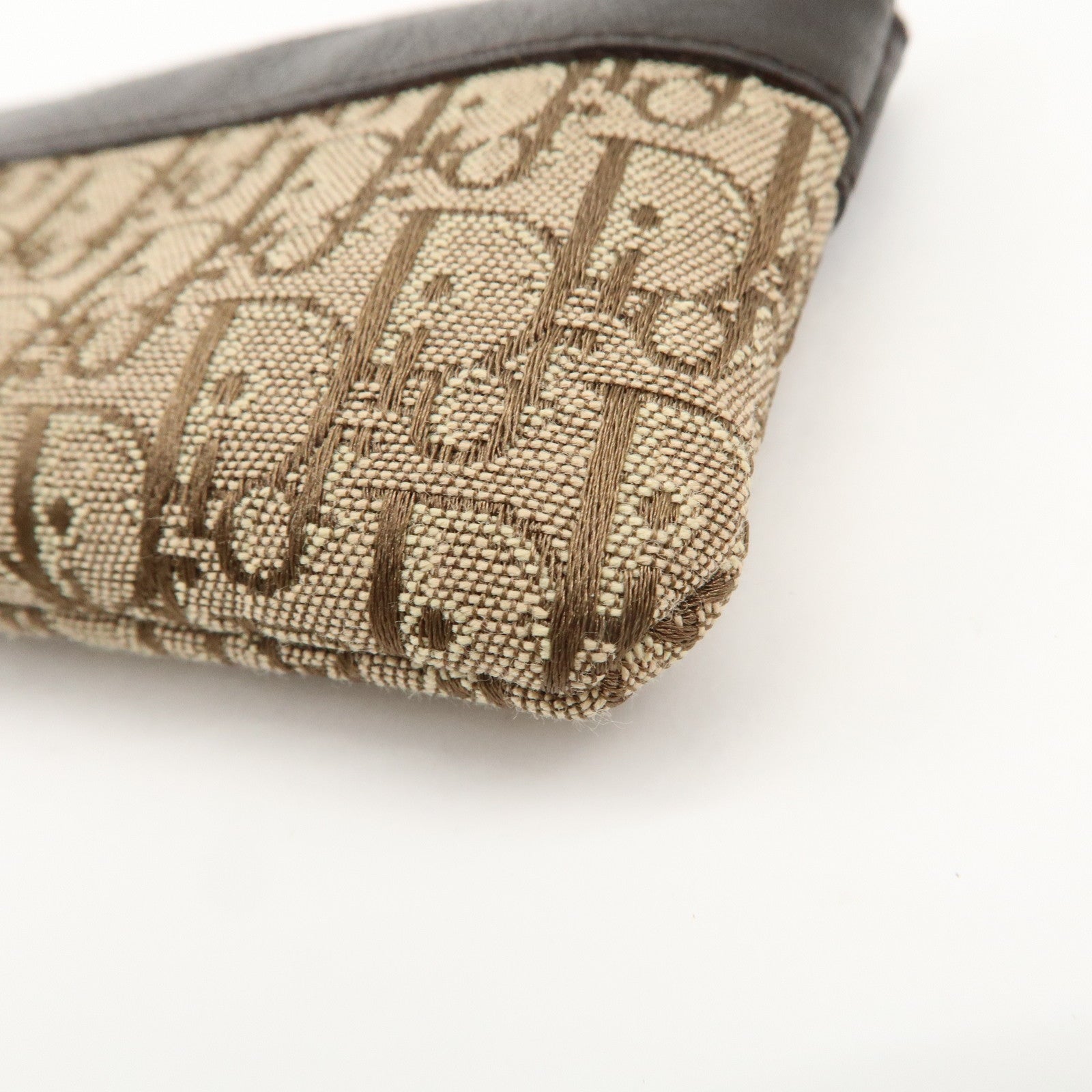 Chiristian Dior Trotter Canvas Leather Coin Key Case Beige Brown Used