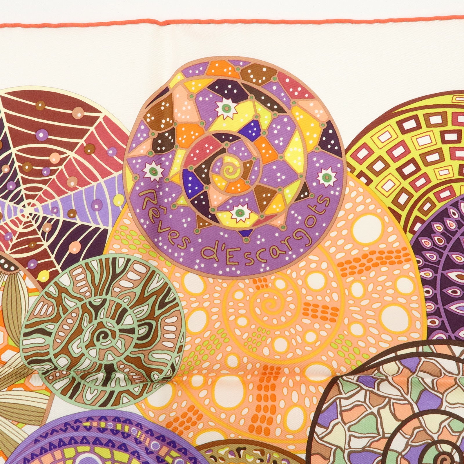 HERMES 100% Silk Carre 90 Reves d'Escargots Scarf Multi Color Used