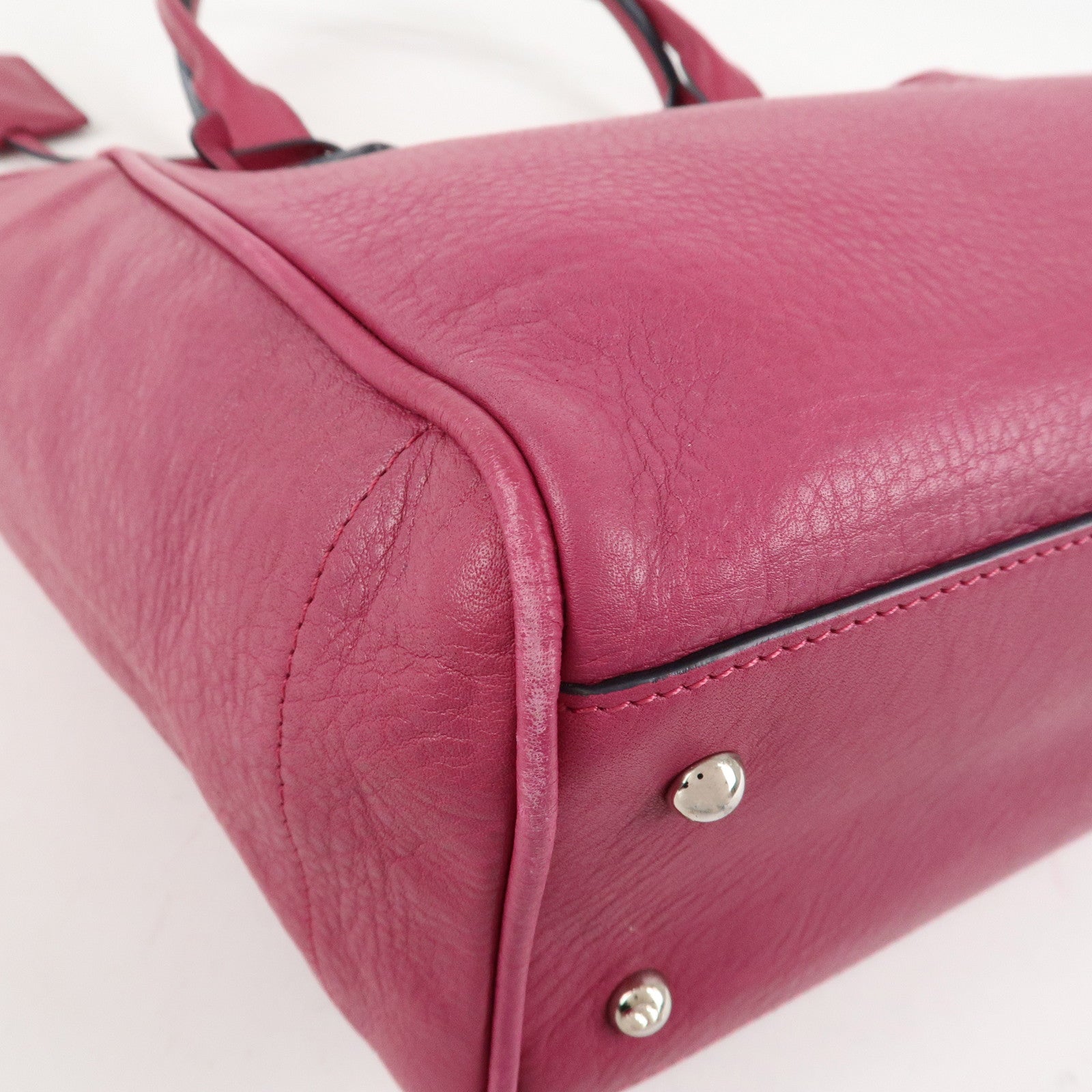 LOEWE Leather Tote Bag Hand Bag Shoulder Bag Medium Pink Used