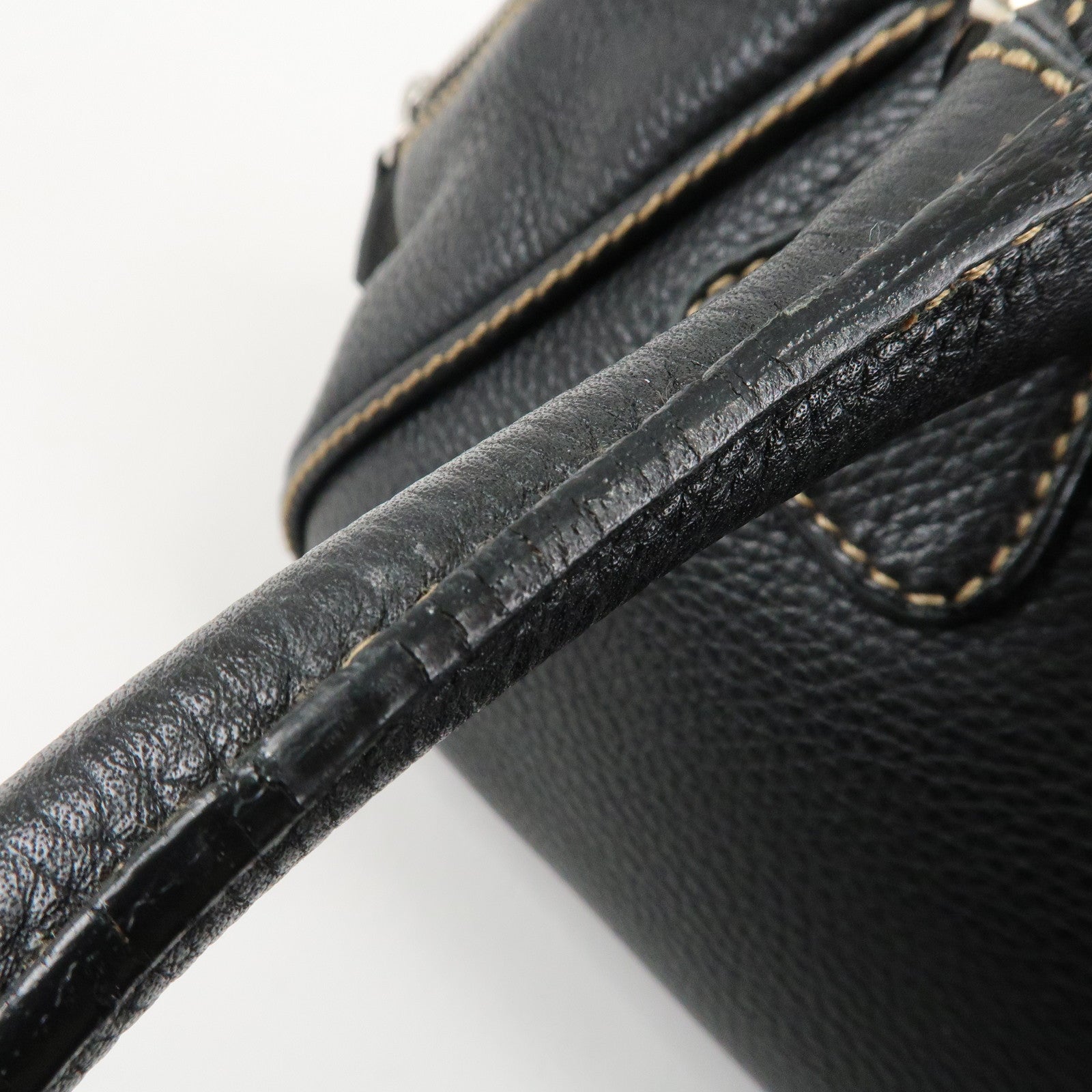 CHANEL COCO Mark Leather Fringe Shoulder Bag Hand Bag Black Used