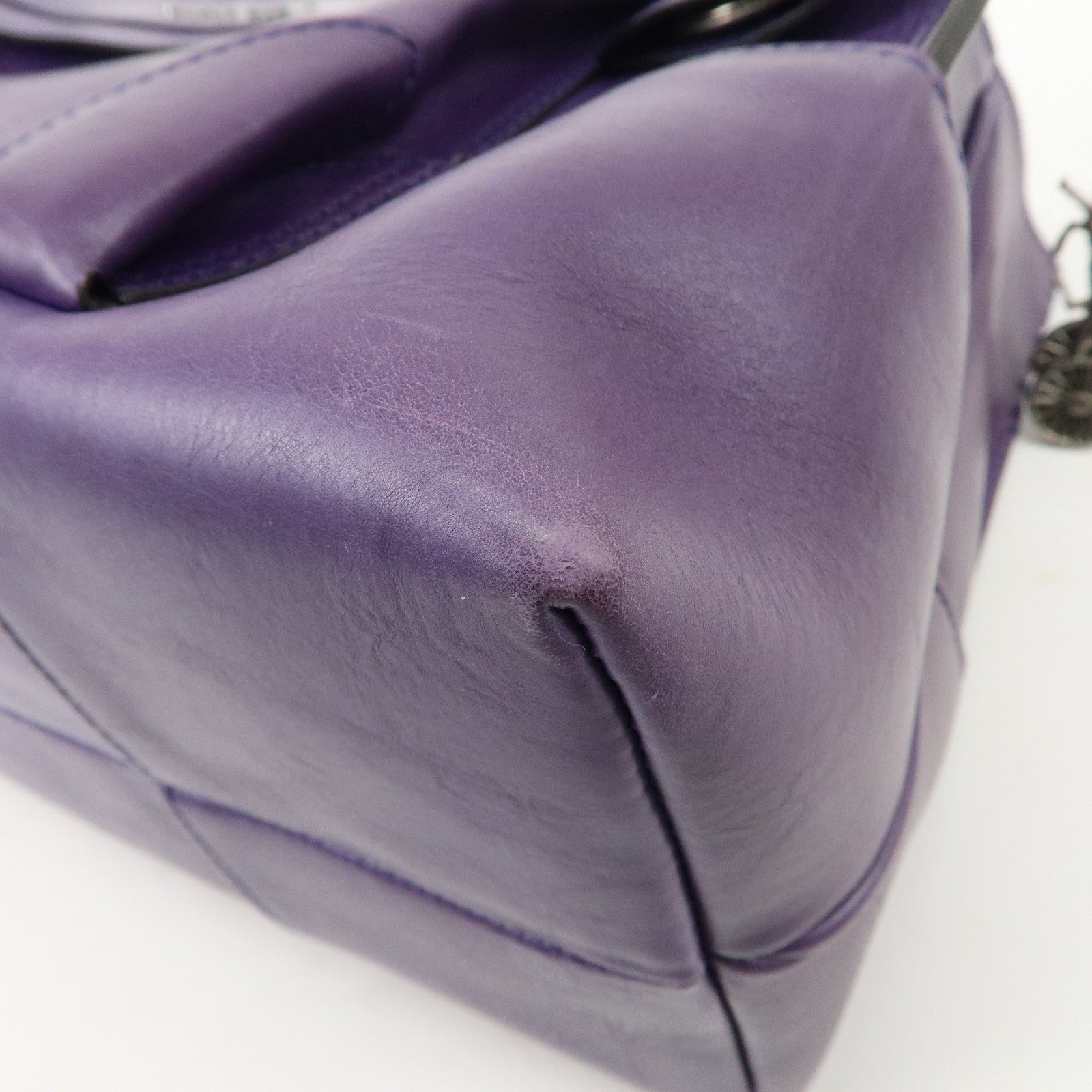 CELINE Leather Boogie Bag Hand Bag Purple Used
