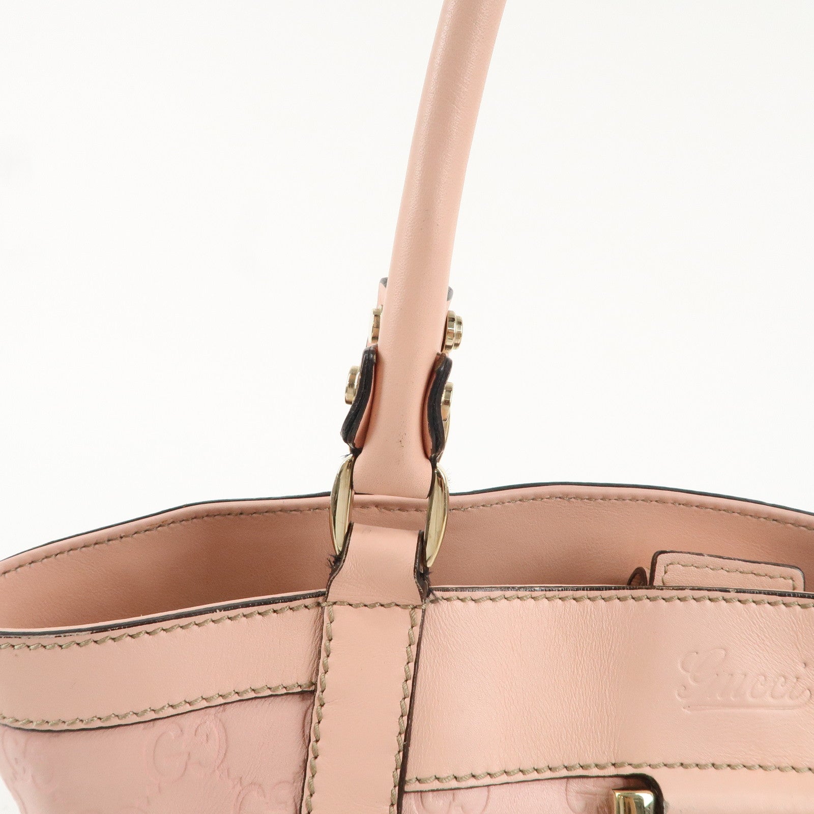 GUCCI Guccissima Abbey Leather Tote Bag Pink 211983