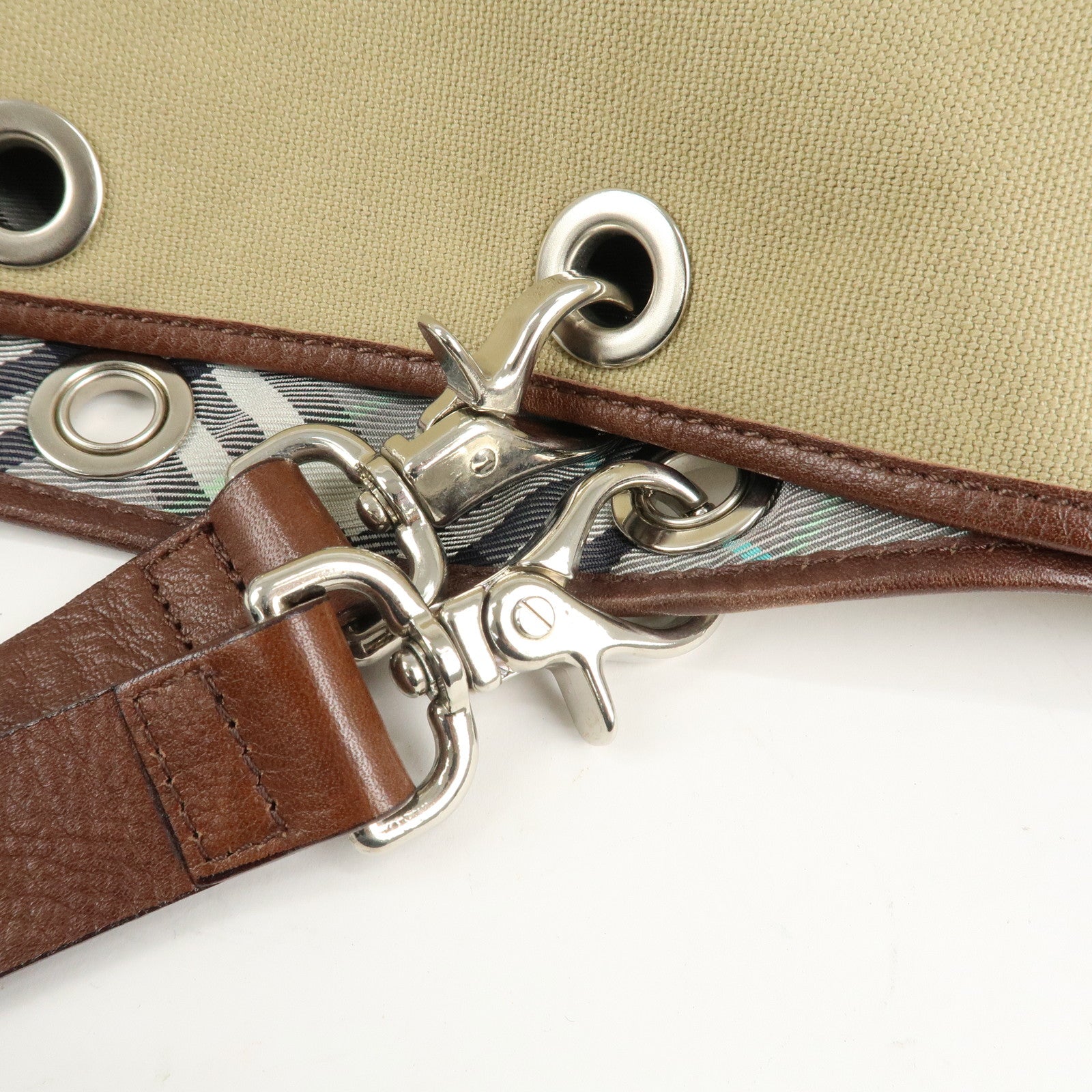 BURBERRY Blue Label Canvas Leather Equestrian Knight Shoulder Bag Used