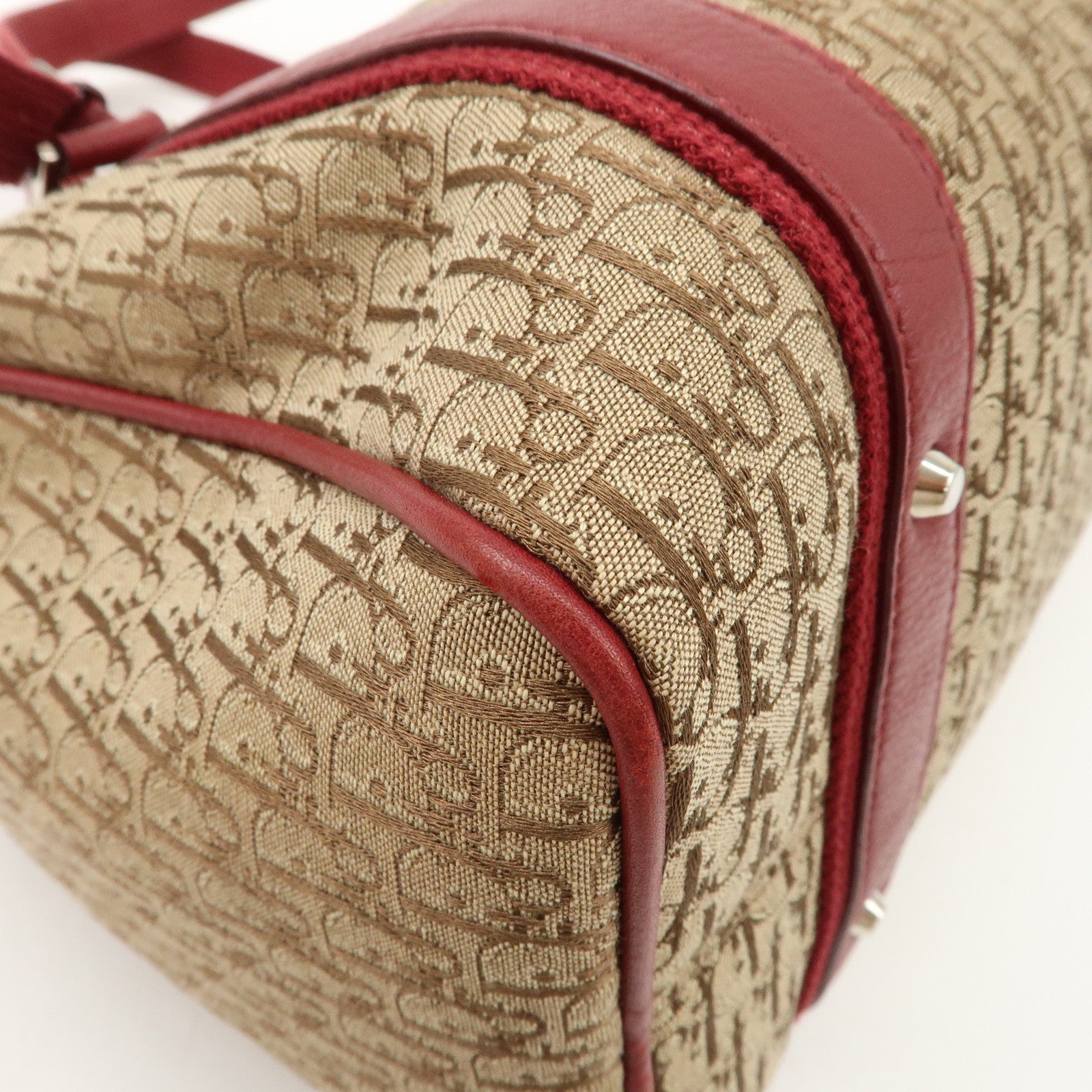 Christian Dior Street Chic Trotter Canvas  Leather Boston Bag Used