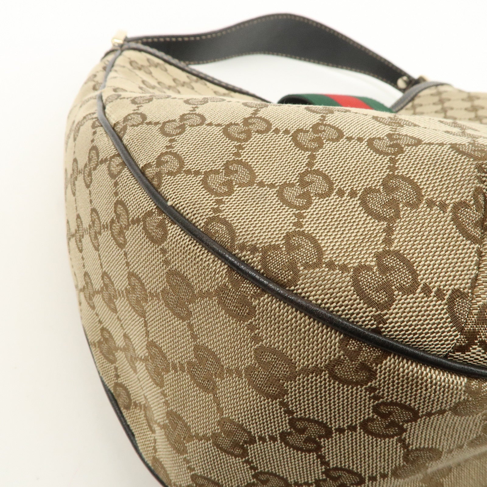 GUCCI Sherry GG Canvas Leather Shoulder Bag Beige Black 233604