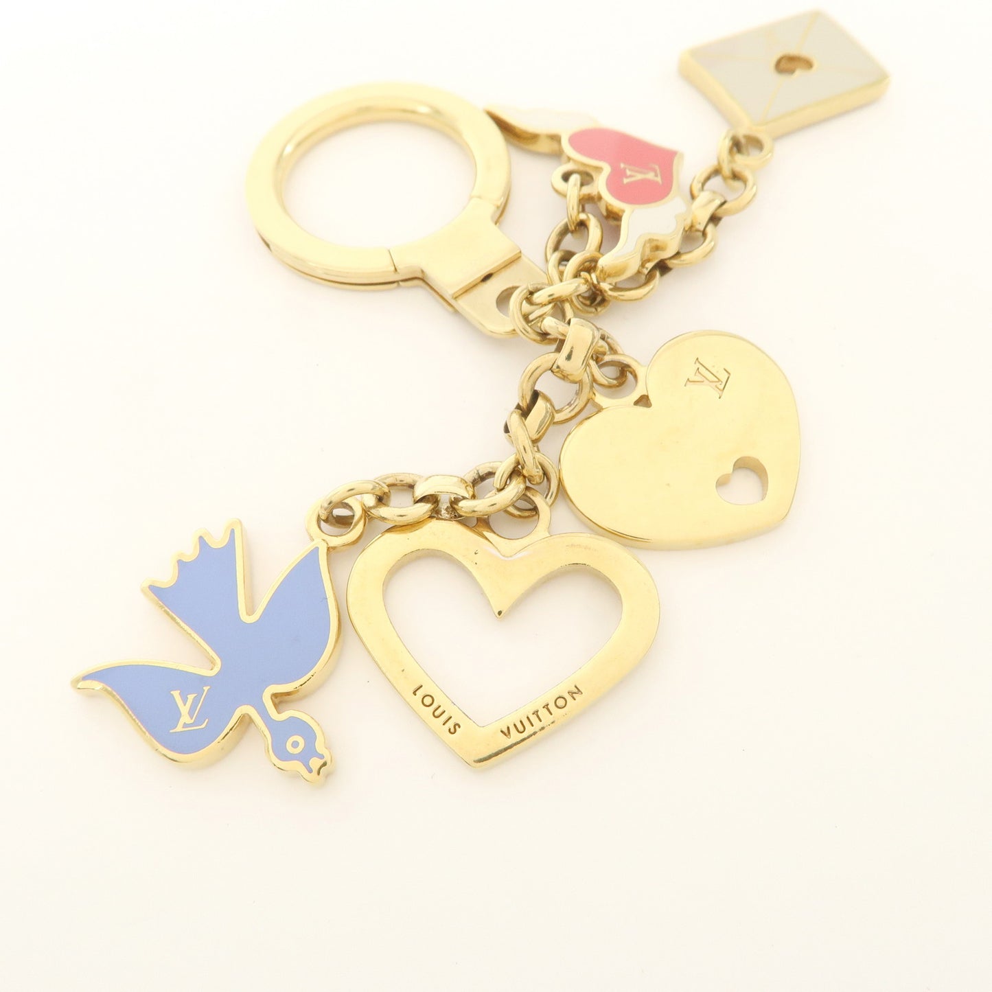 Louis Vuitton Porte Cles Message Charm Keychain Gold M66264