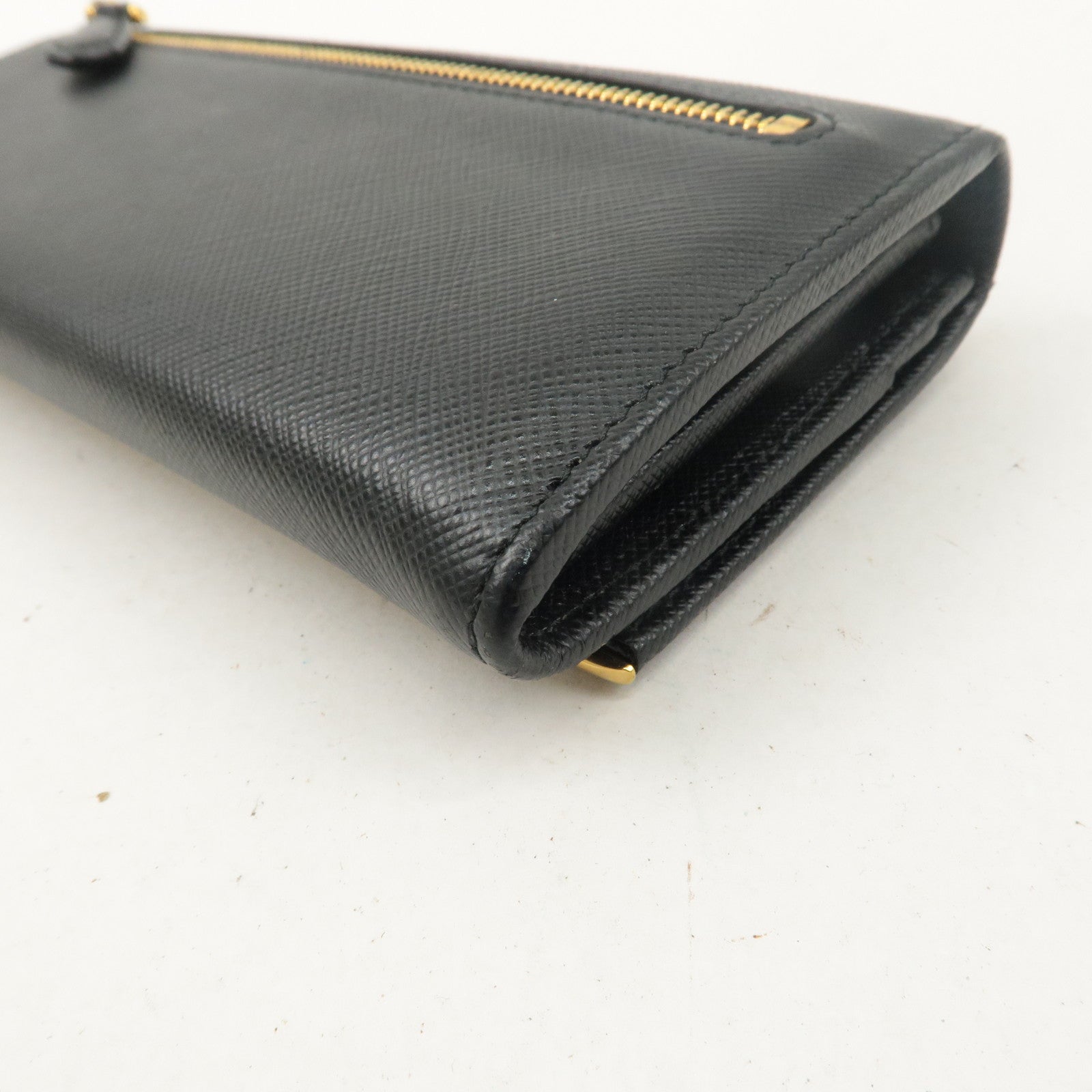 PRADA Saffiano Leather Bi-fold Long Wallet Black 1MH132