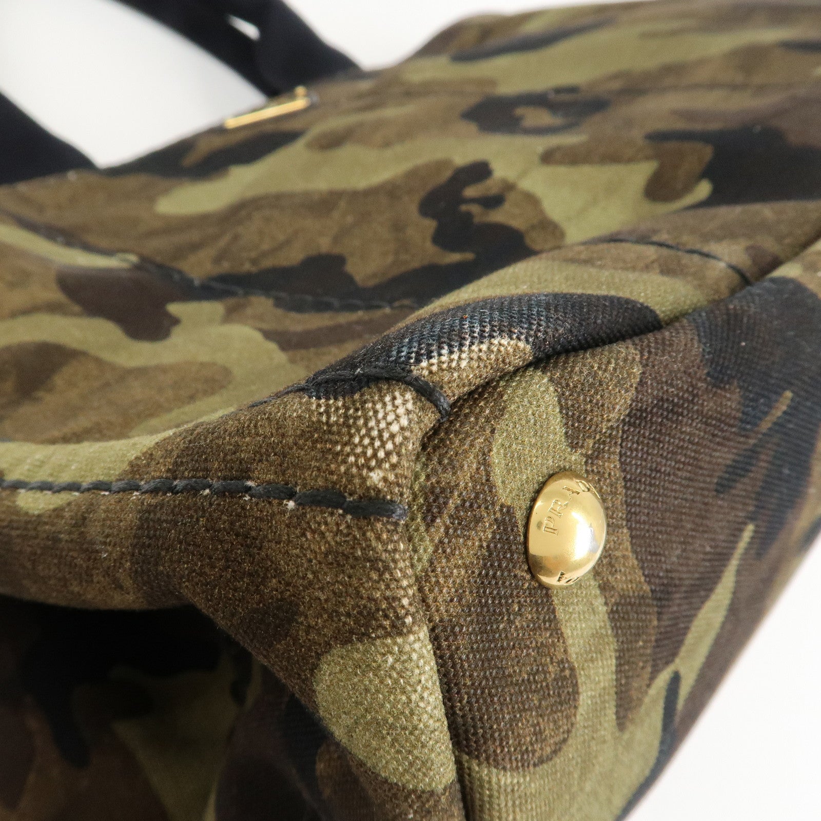 PRADA Logo Canapa Canvas Large Tote Bag Camouflage BN2020