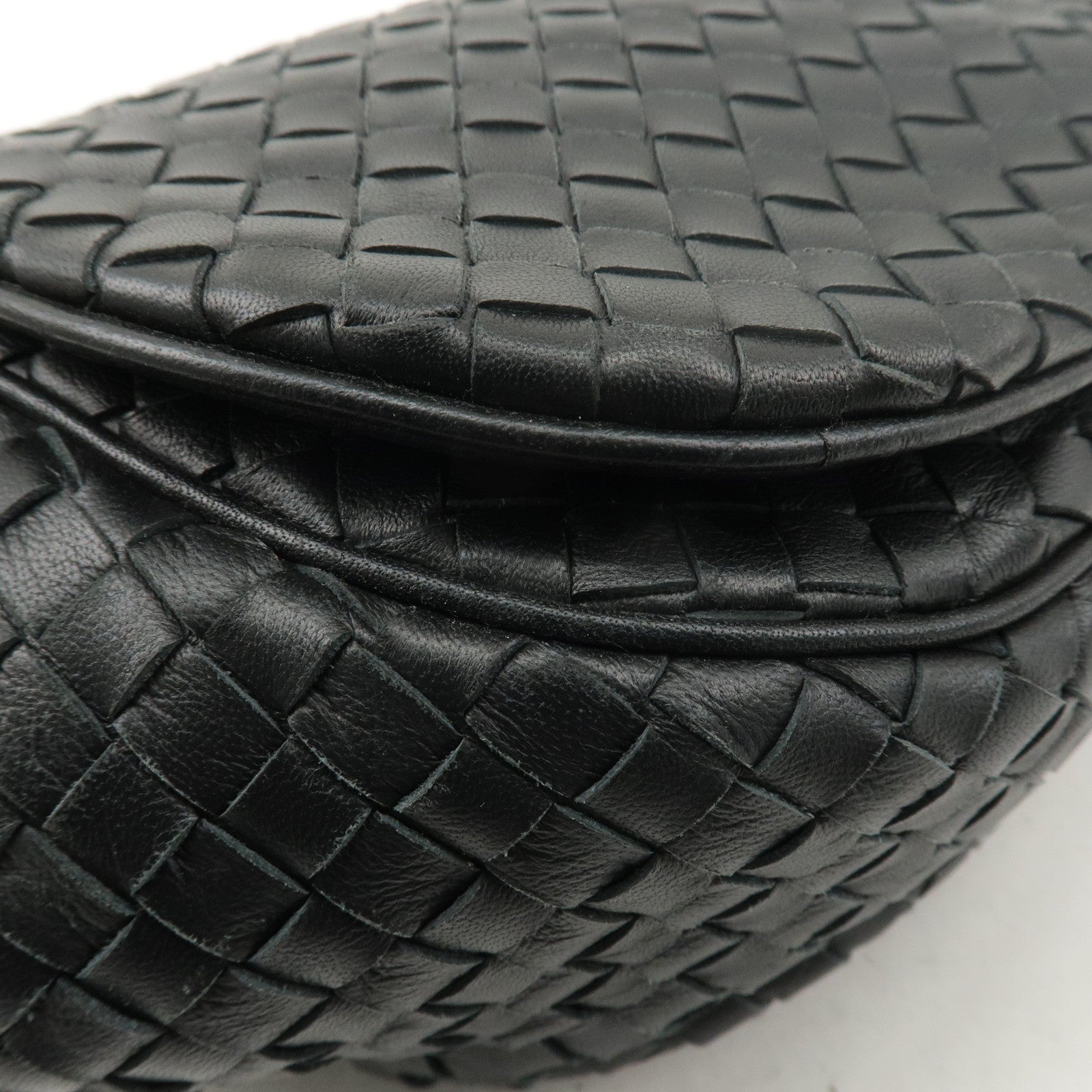 BOTTEGA VENETA Intrecciato Leather Shoulder Bag Black